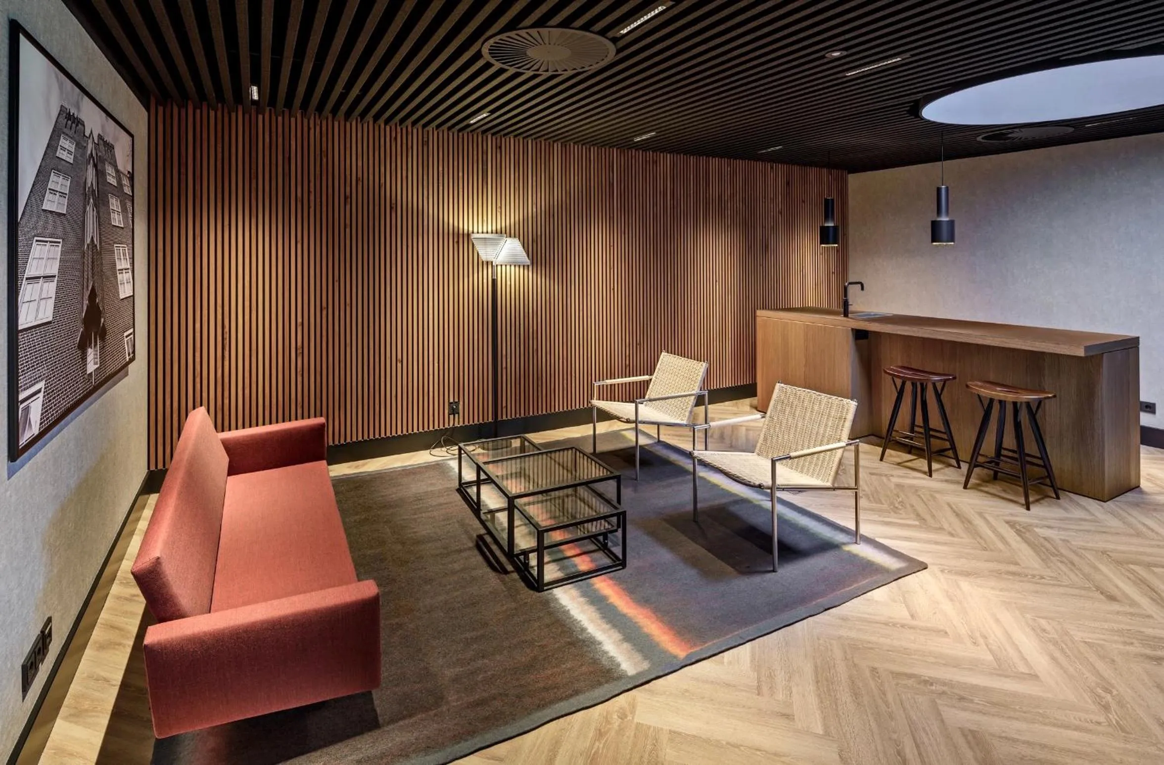 Seating area in The Florian Amsterdam Schiphol Airport, WorldHotels Crafted