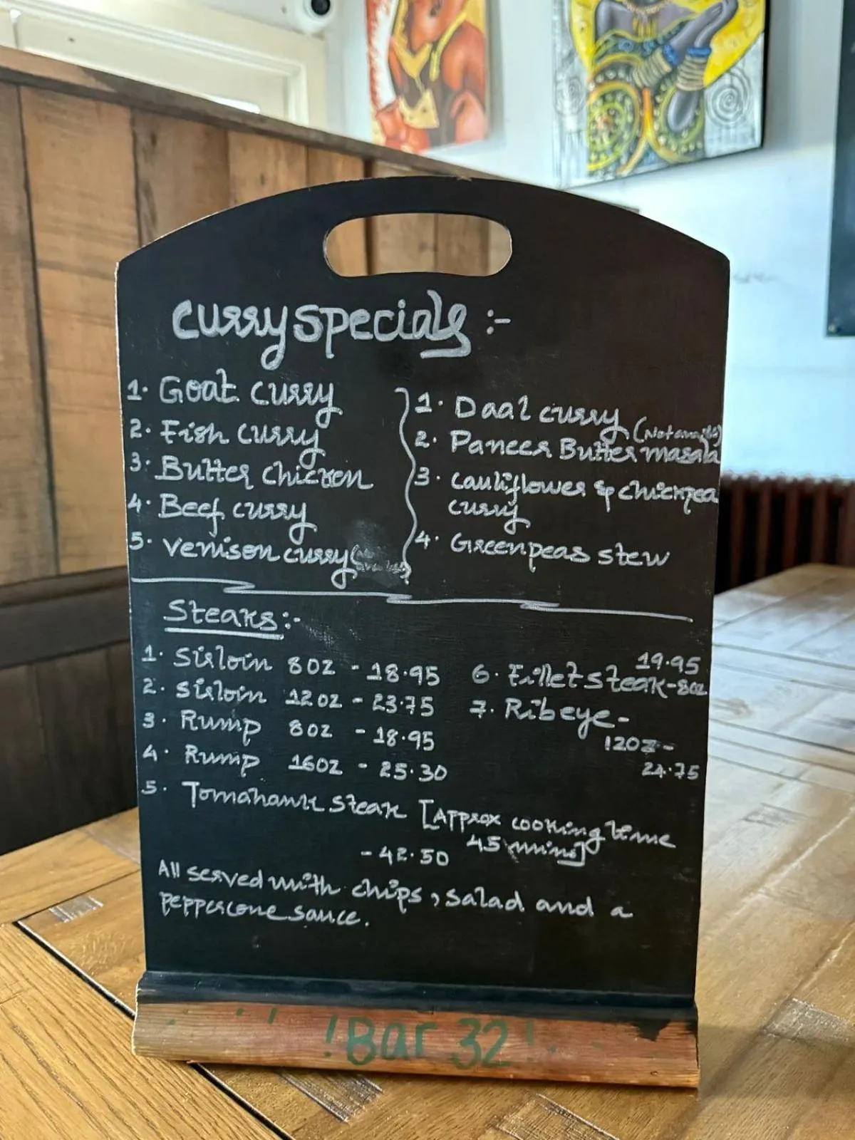 Food and drinks in The Vale Hotel