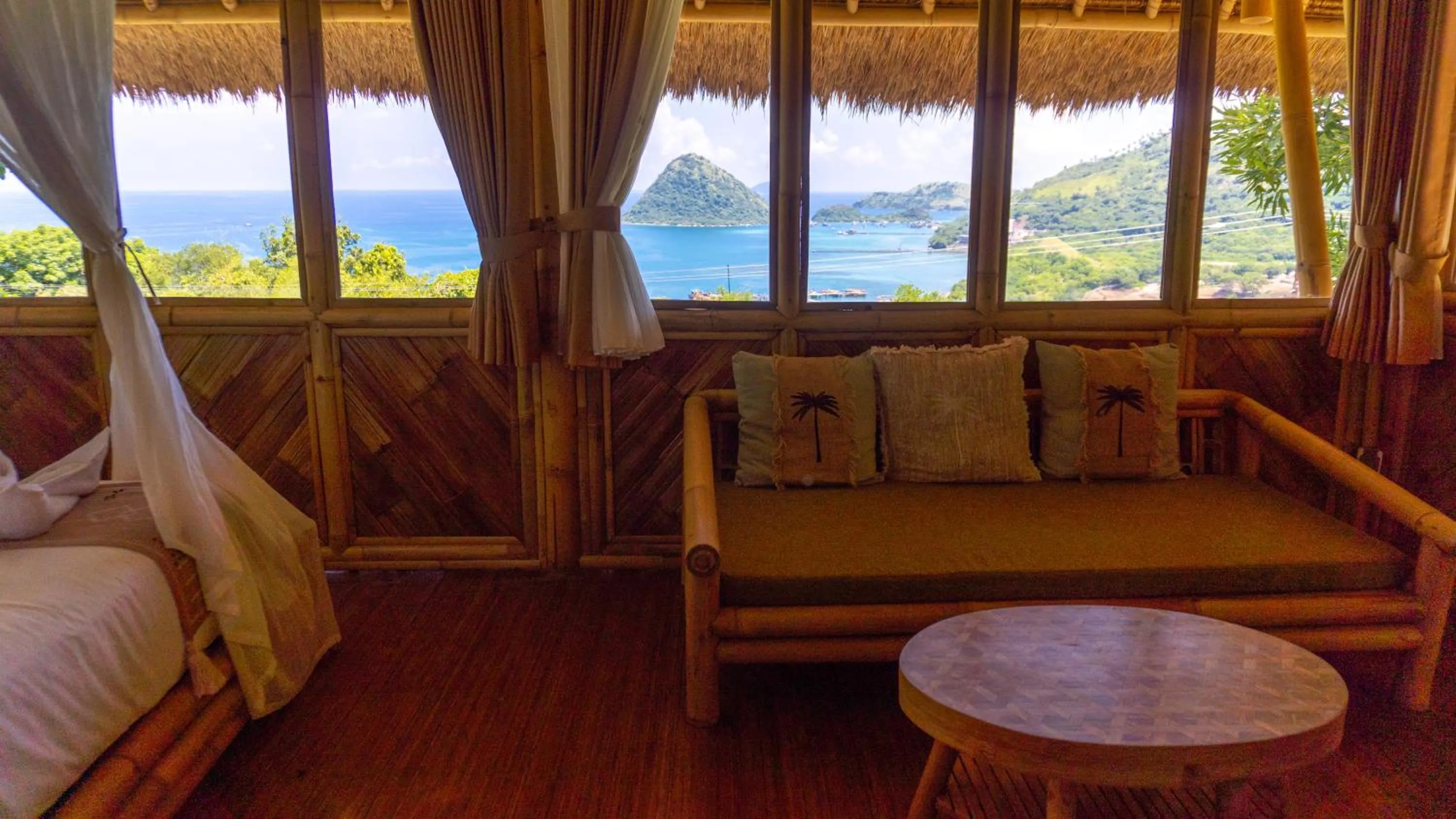 Seating area in Elang Hillside Bamboo Villas