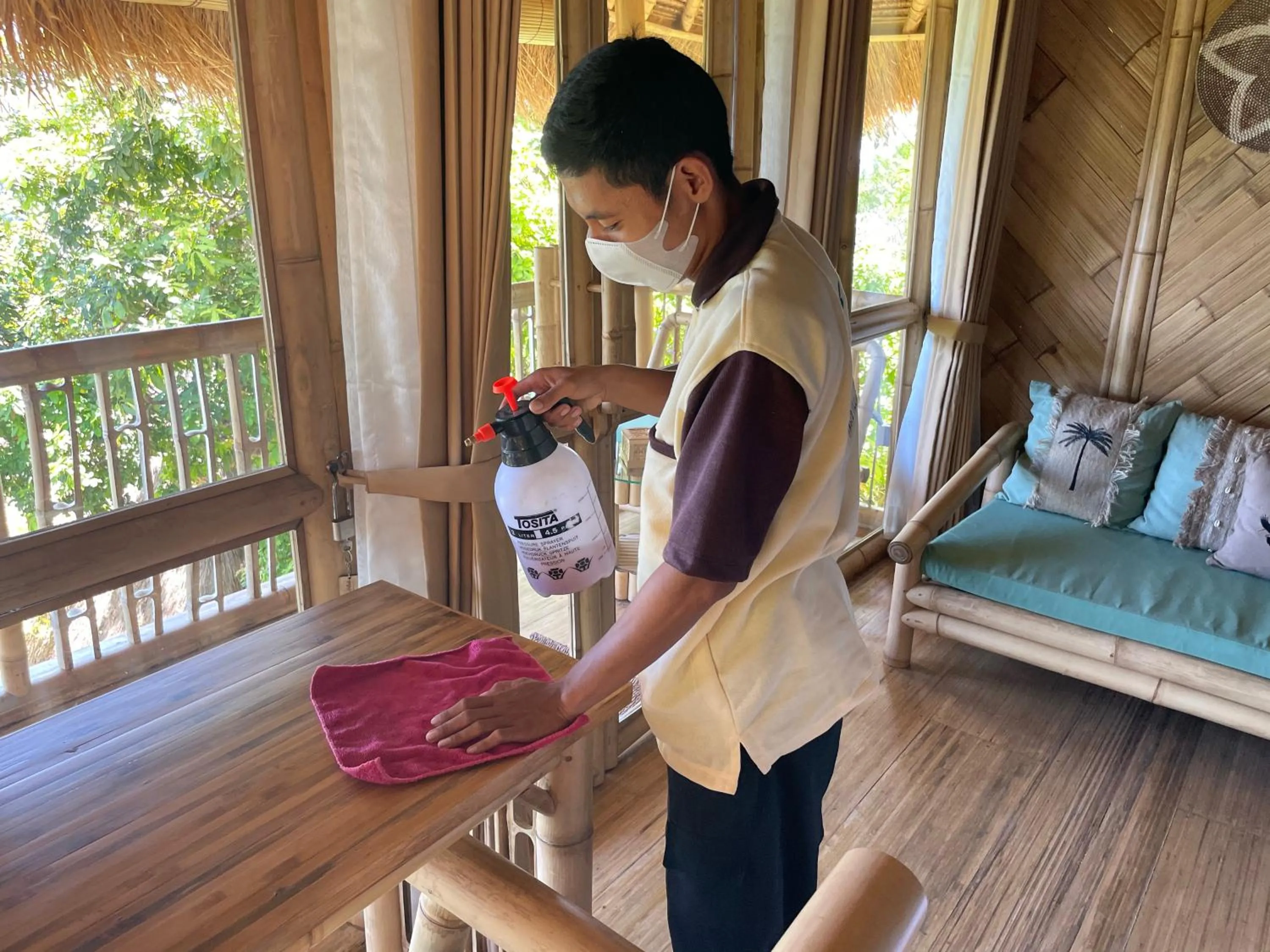 People, Bed in Elang Hillside Bamboo Villas