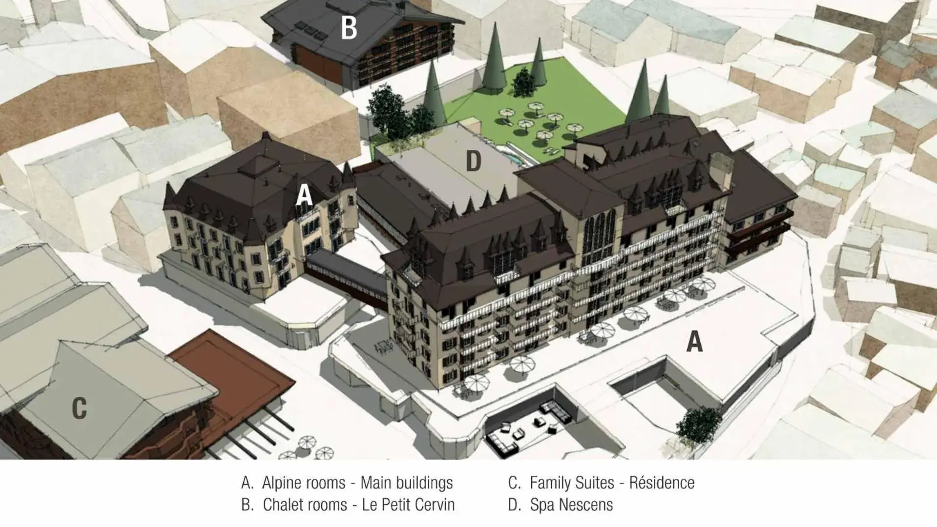 Property building in Mont Cervin Palace Property building in Mont Cervin Palace