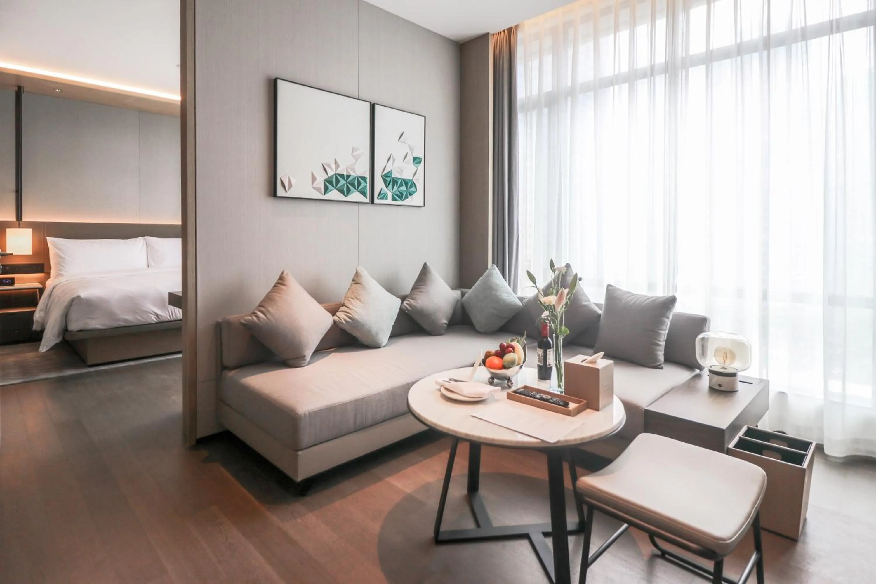 Photo of the whole room, Bed in The Meixi Lake, Changsha Marriott Executive Apartments