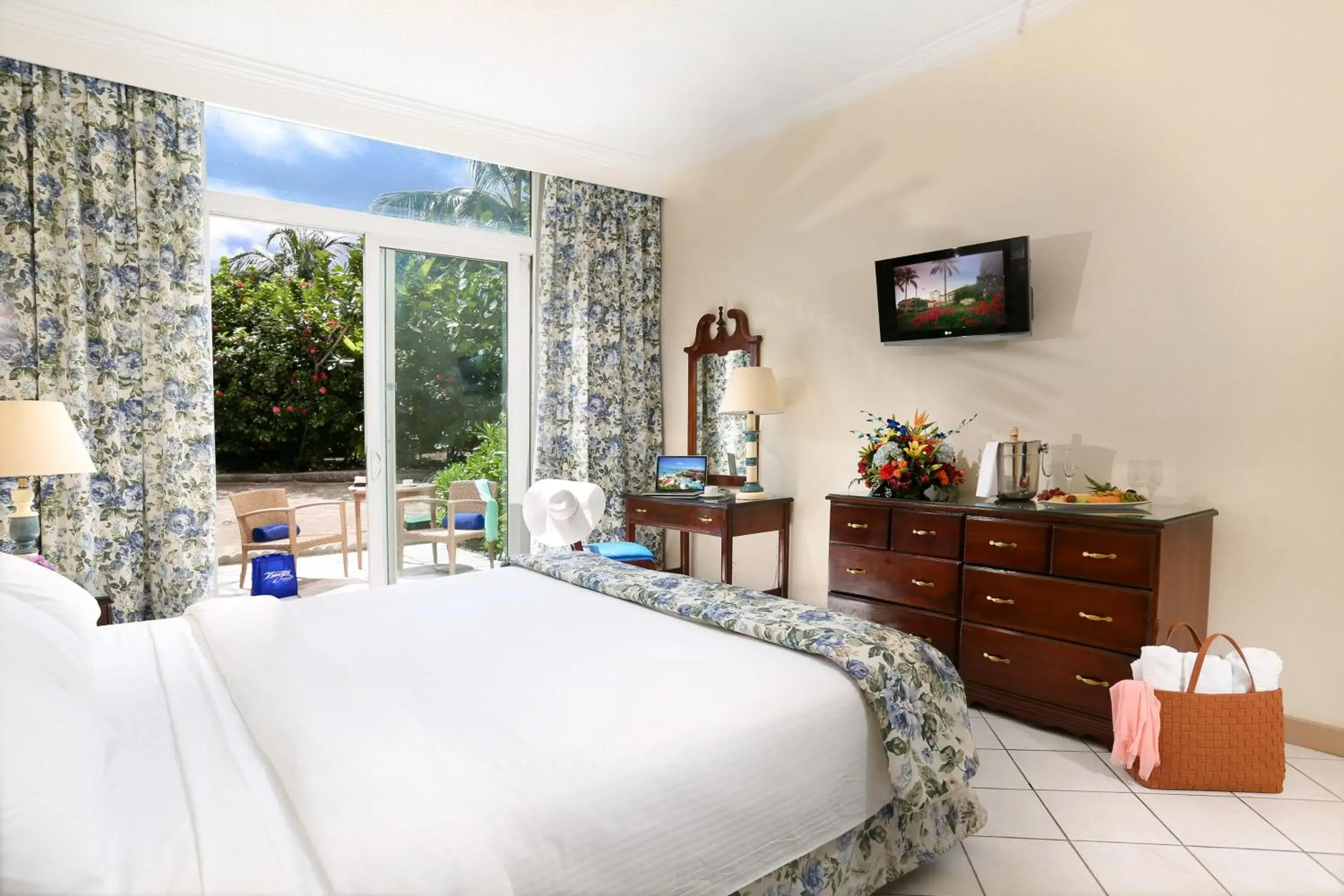 Patio, Bed in Breezes Resort & Spa All Inclusive, Bahamas Patio, Bed in Breezes Resort & Spa All Inclusive, Bahamas