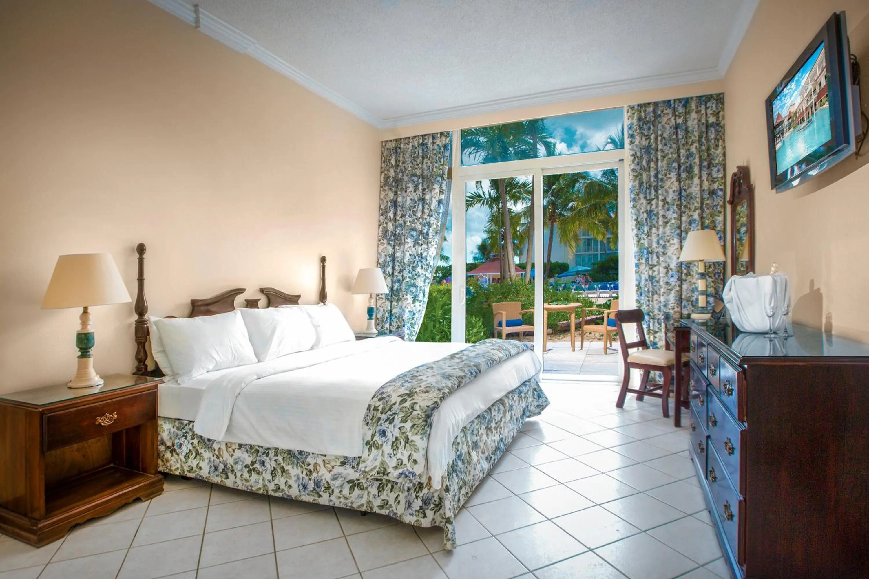 Patio, Bed in Breezes Resort & Spa All Inclusive, Bahamas