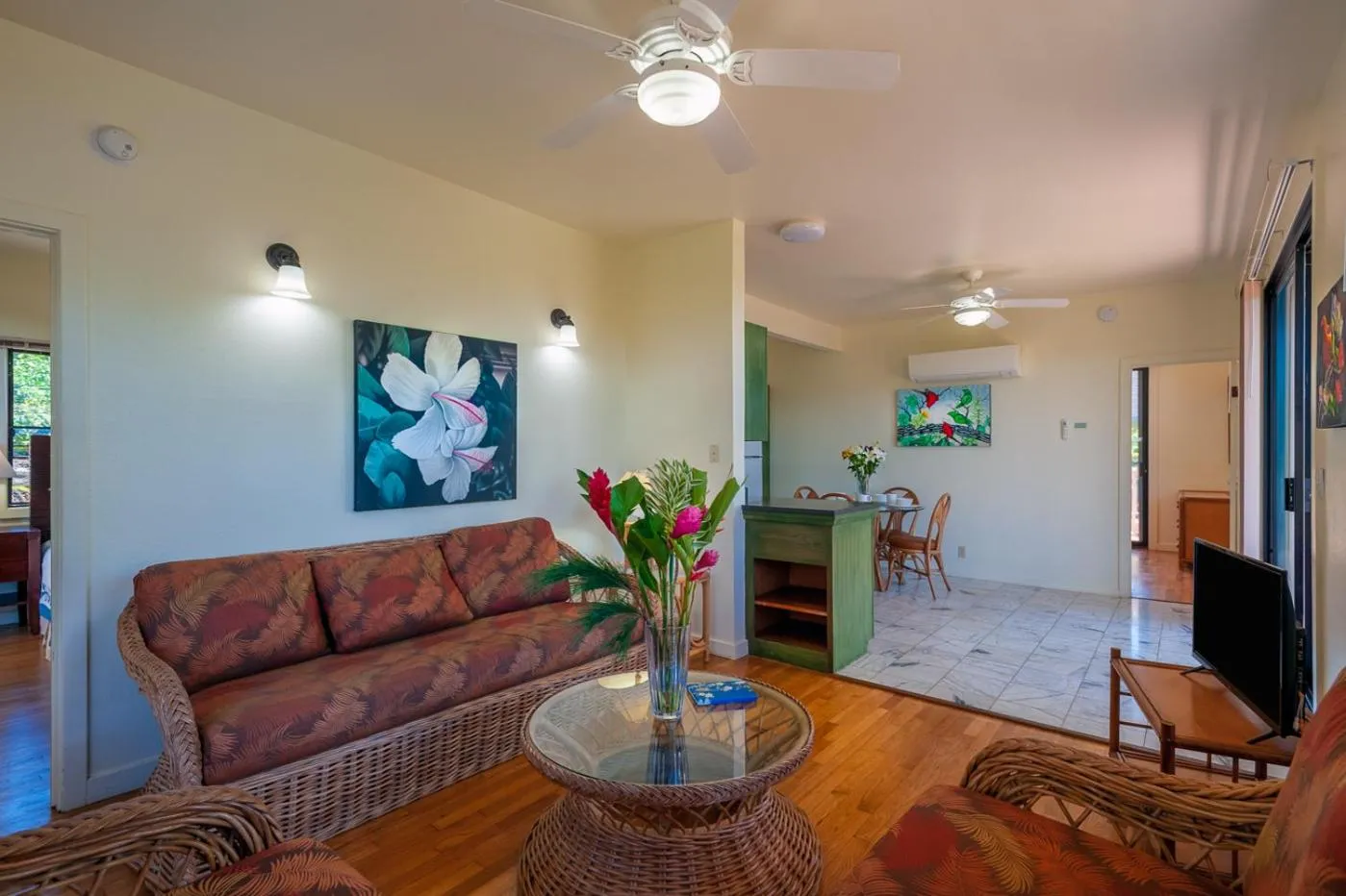 Living room in Poipu Plantation Vacation Rentals