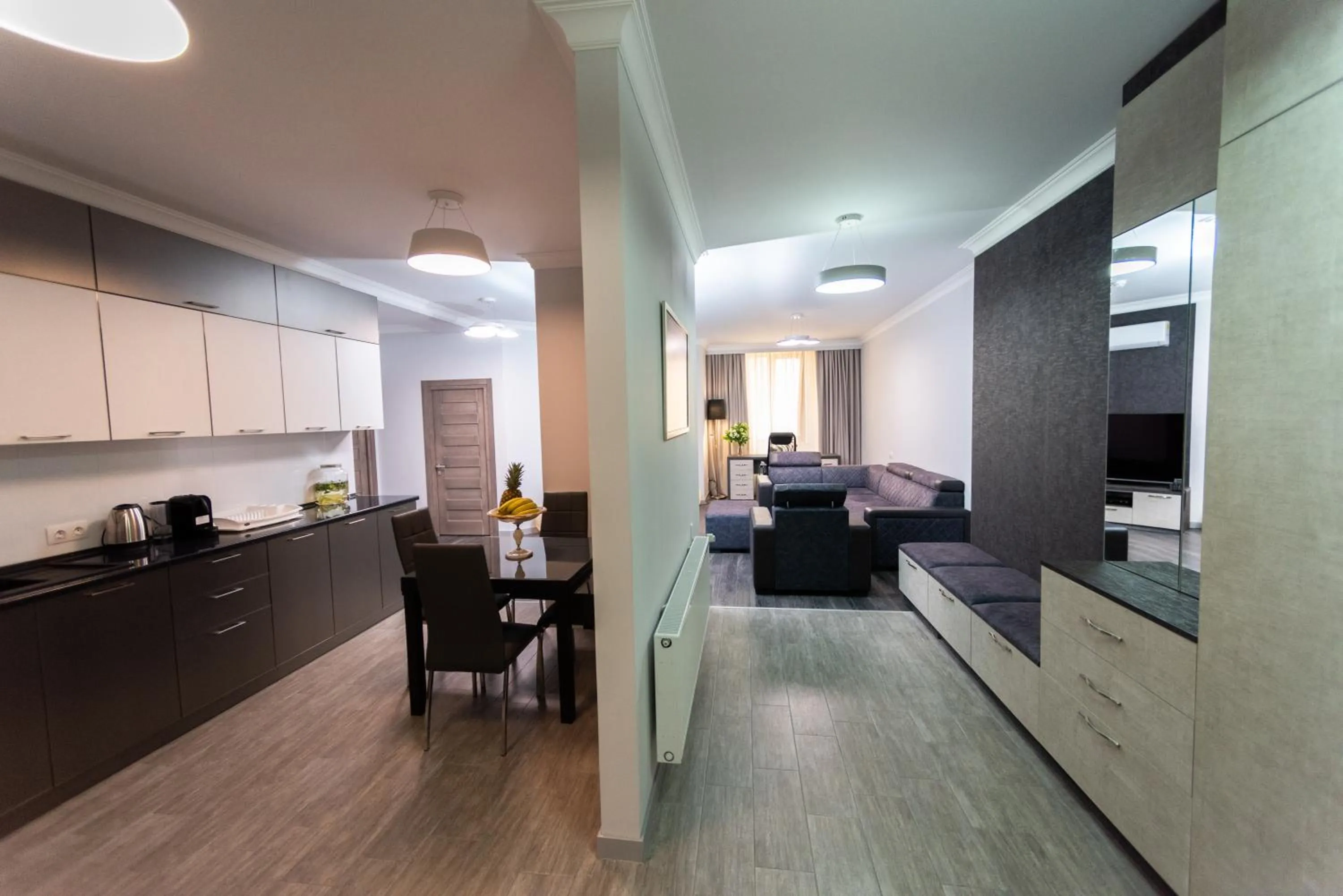 Kitchen or kitchenette, Bed in Downtown Suites Yerevan