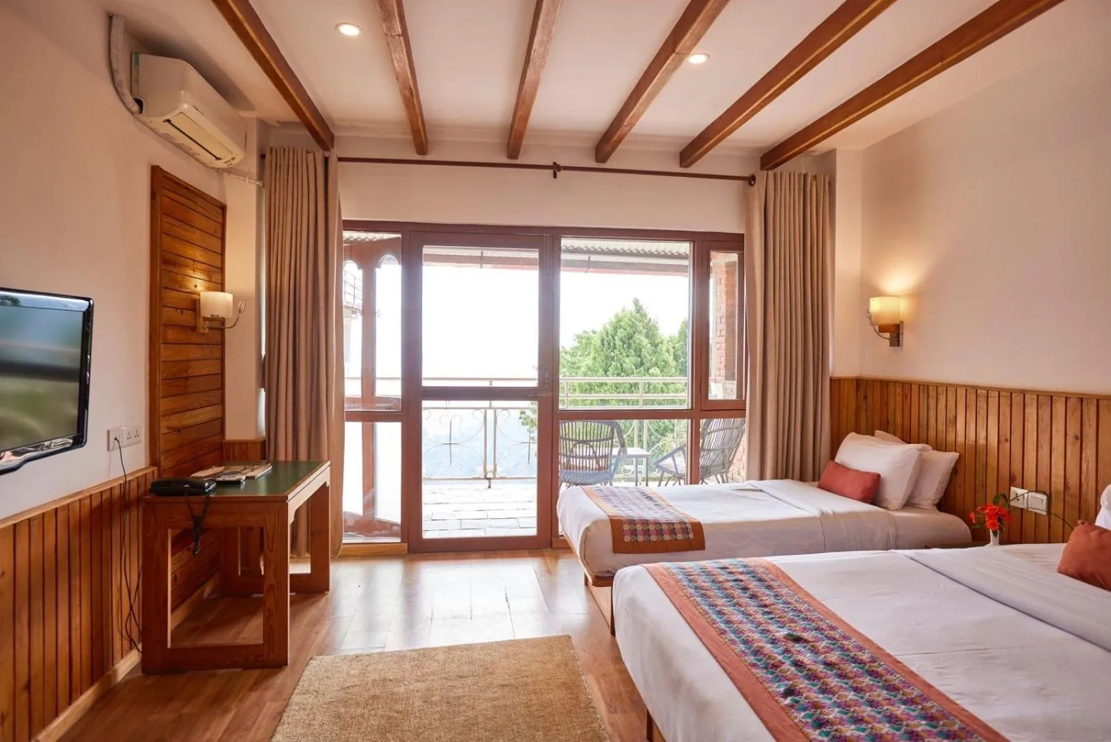 Bed in Dhulikhel Lodge Resort