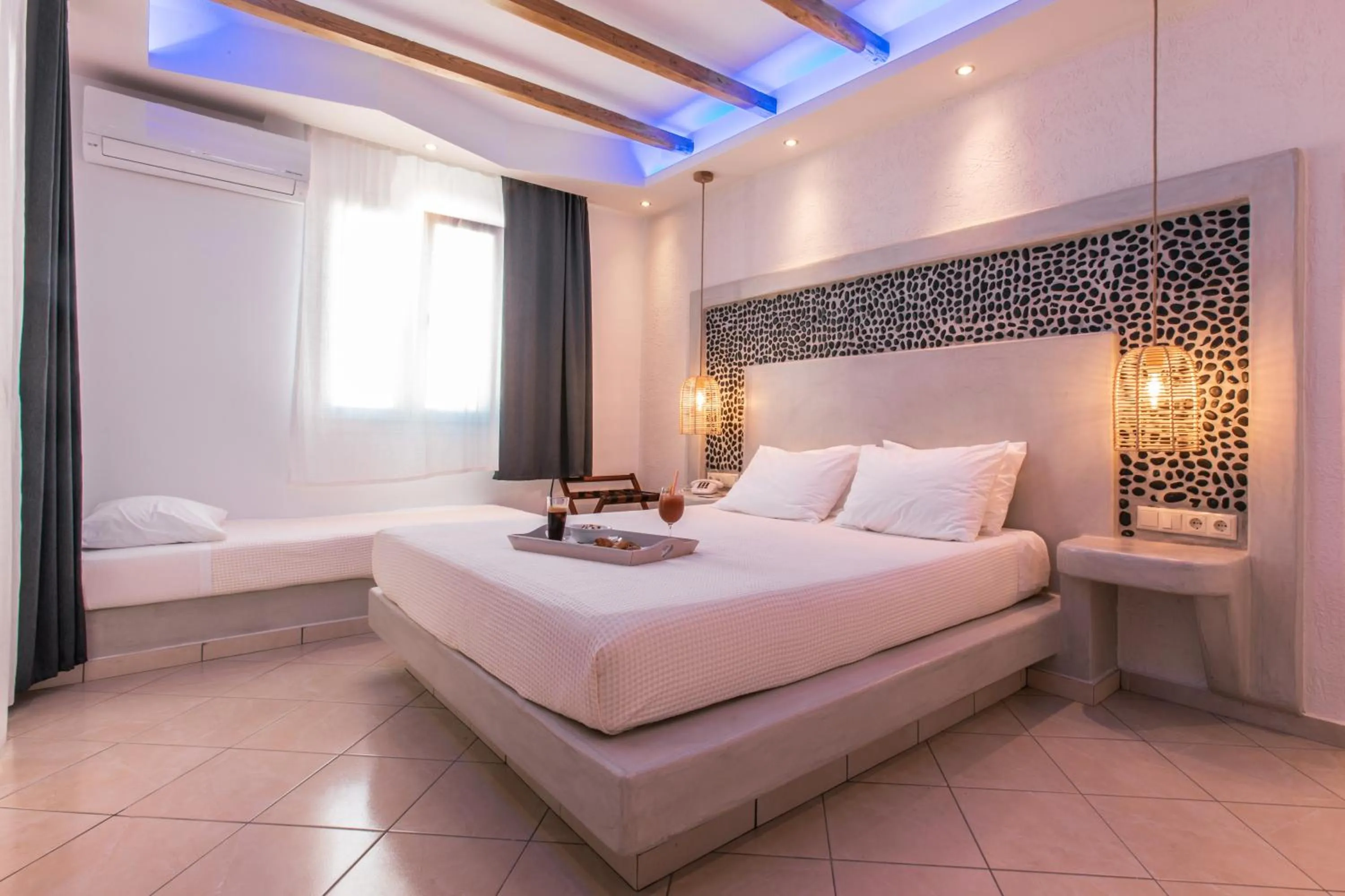 Bed in Mikri Vigla Hotel Beach Resort