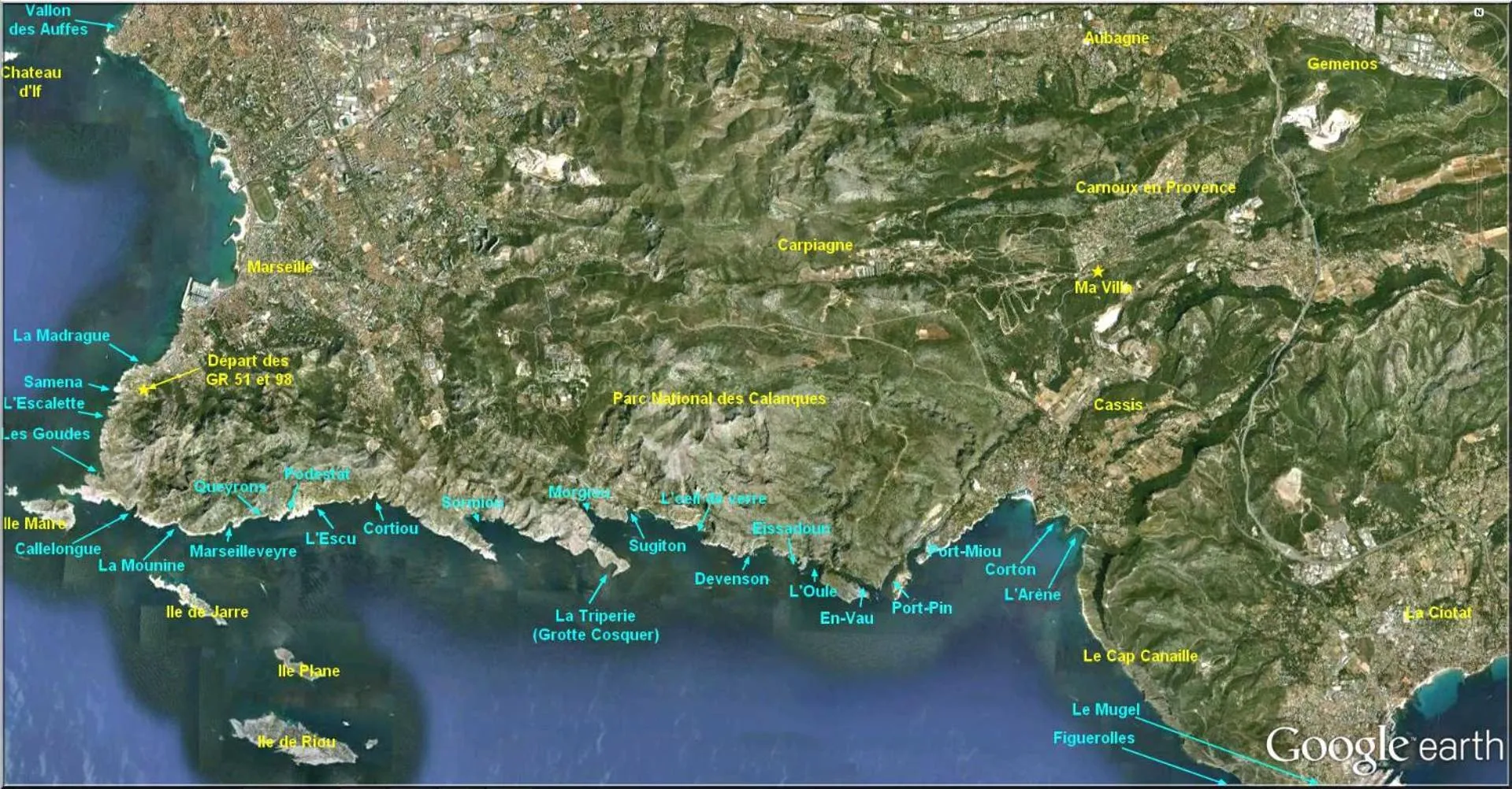 Nearby landmark, Bird's-eye View in La Calanq'Aise