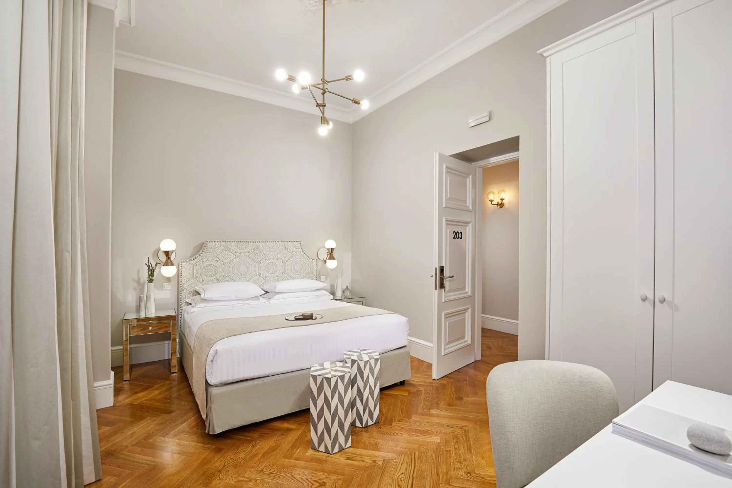 Bed in MiraMe Athens Boutique Hotel