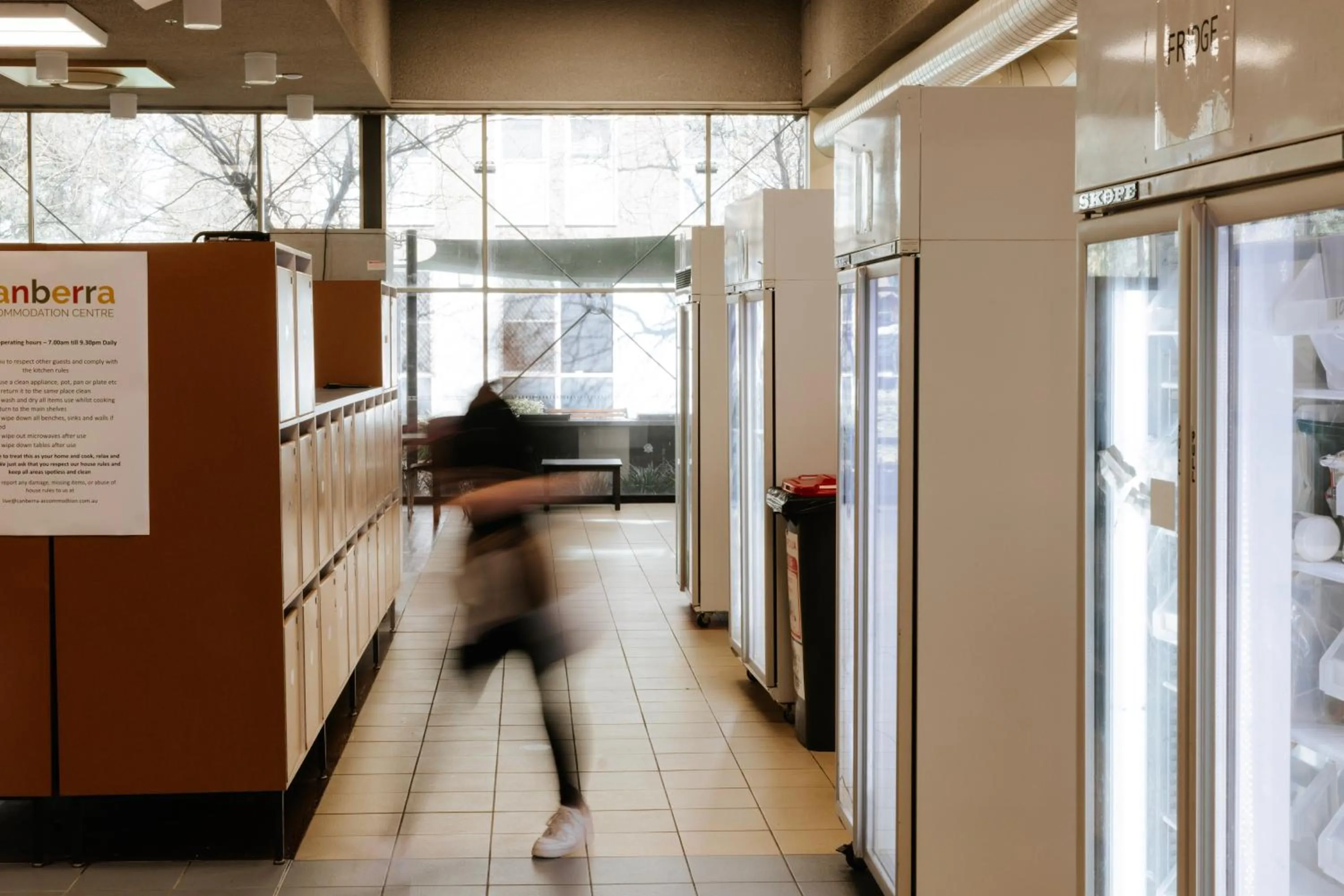 Communal kitchen in Canberra Accommodation Centre