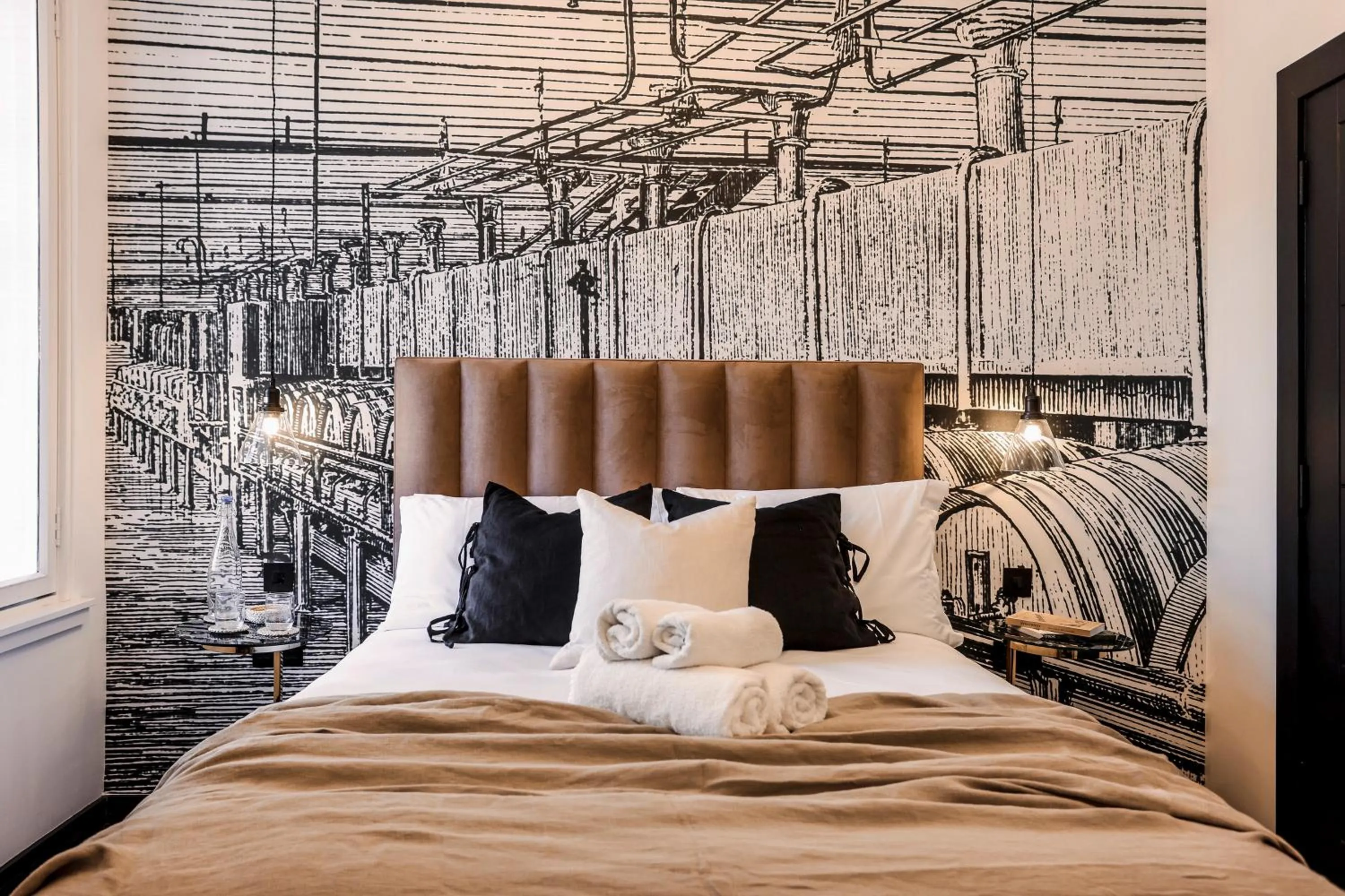 Bed in The Brewers Rooms Contemporary Aparthotel