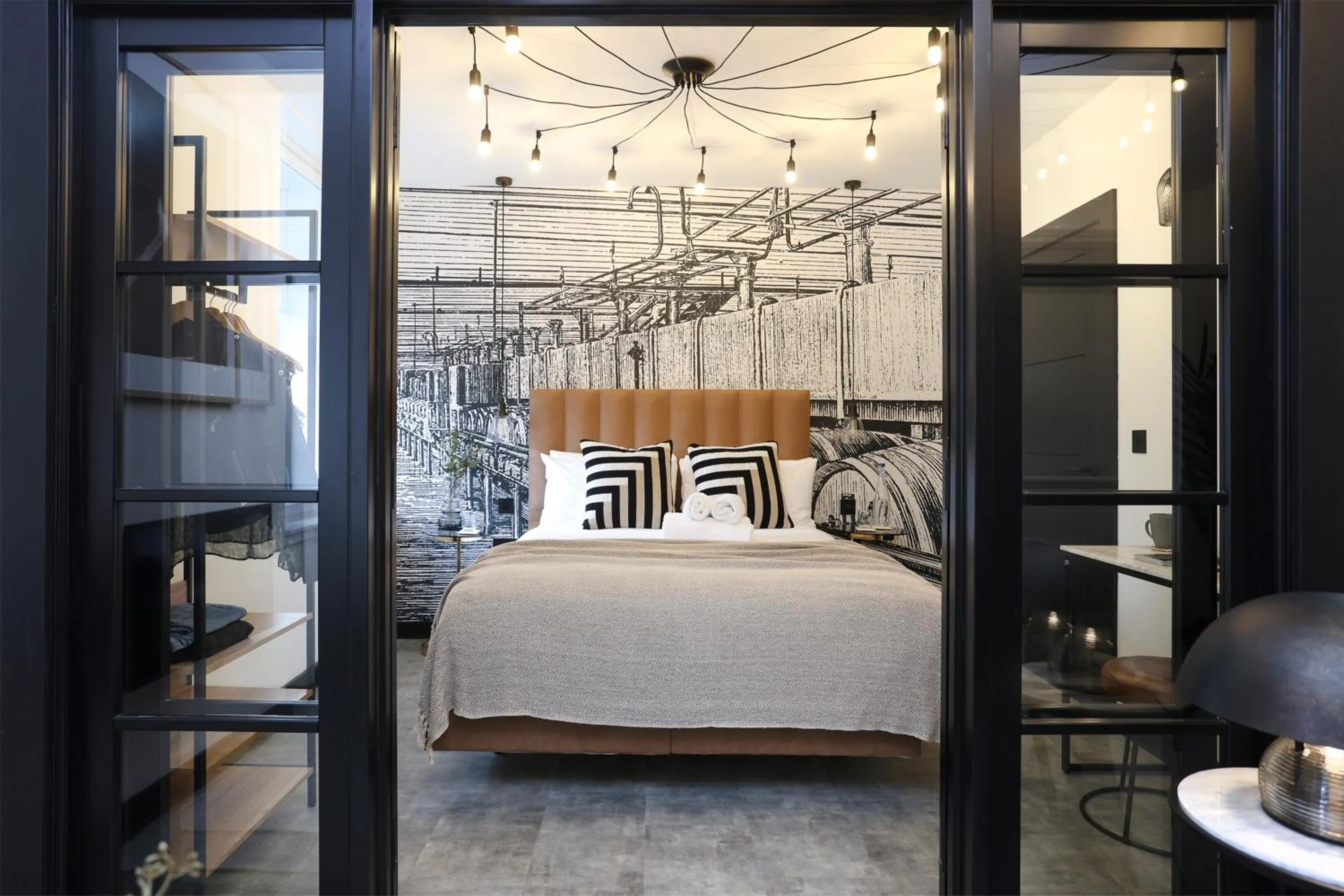 Bed in The Brewers Rooms Contemporary Aparthotel