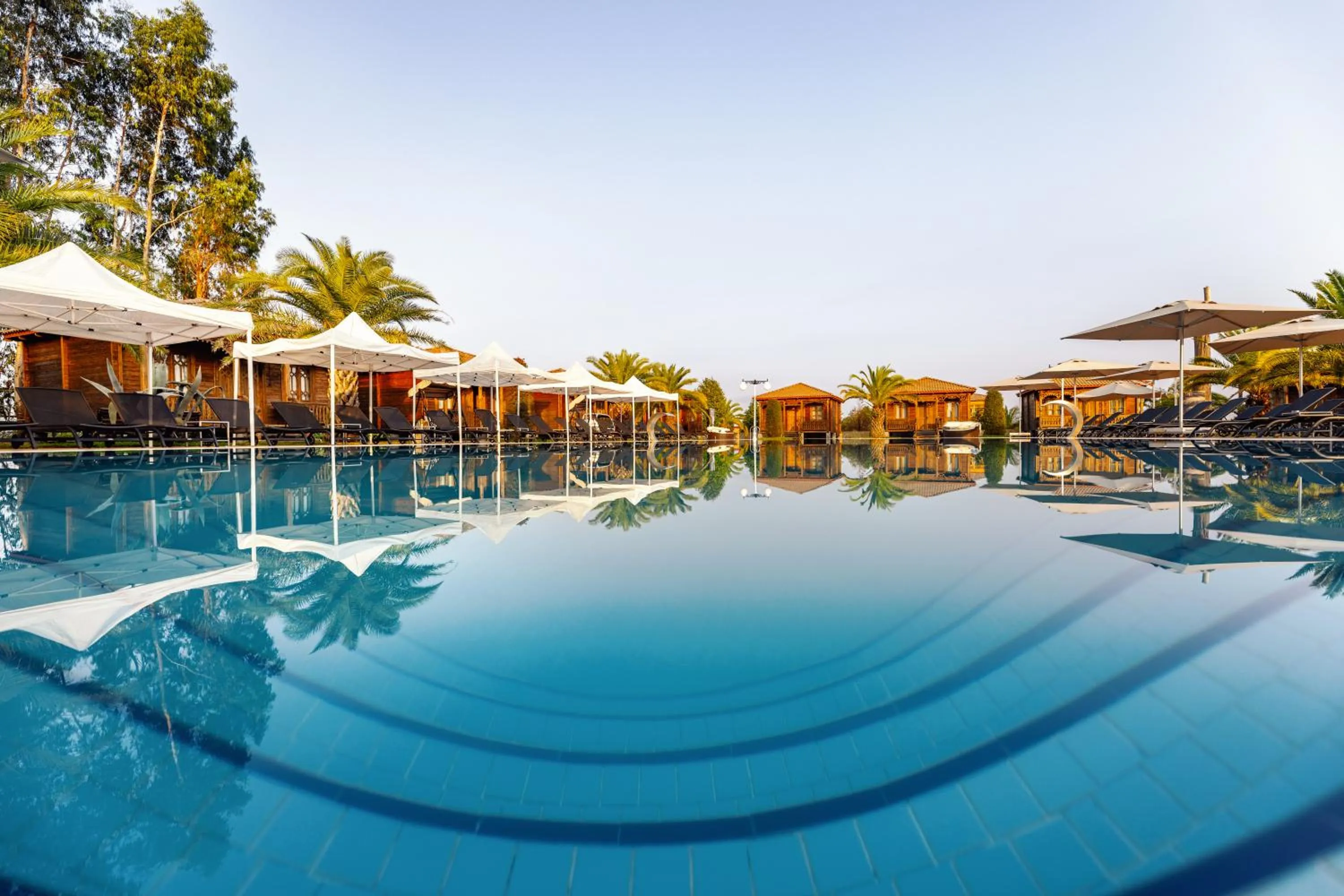 Pool view in Hotel Chateau Kvirike