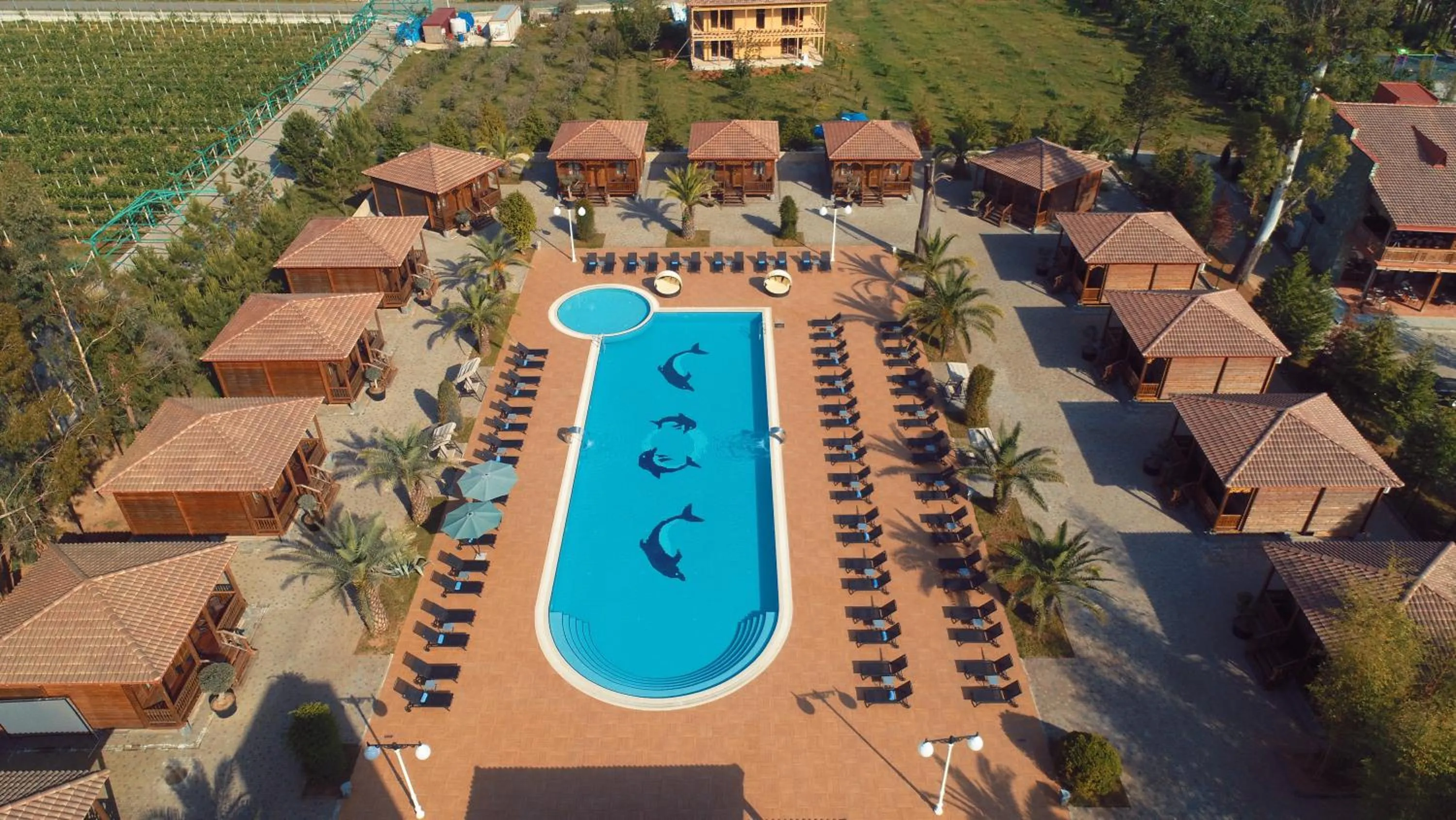 Pool view in Hotel Chateau Kvirike