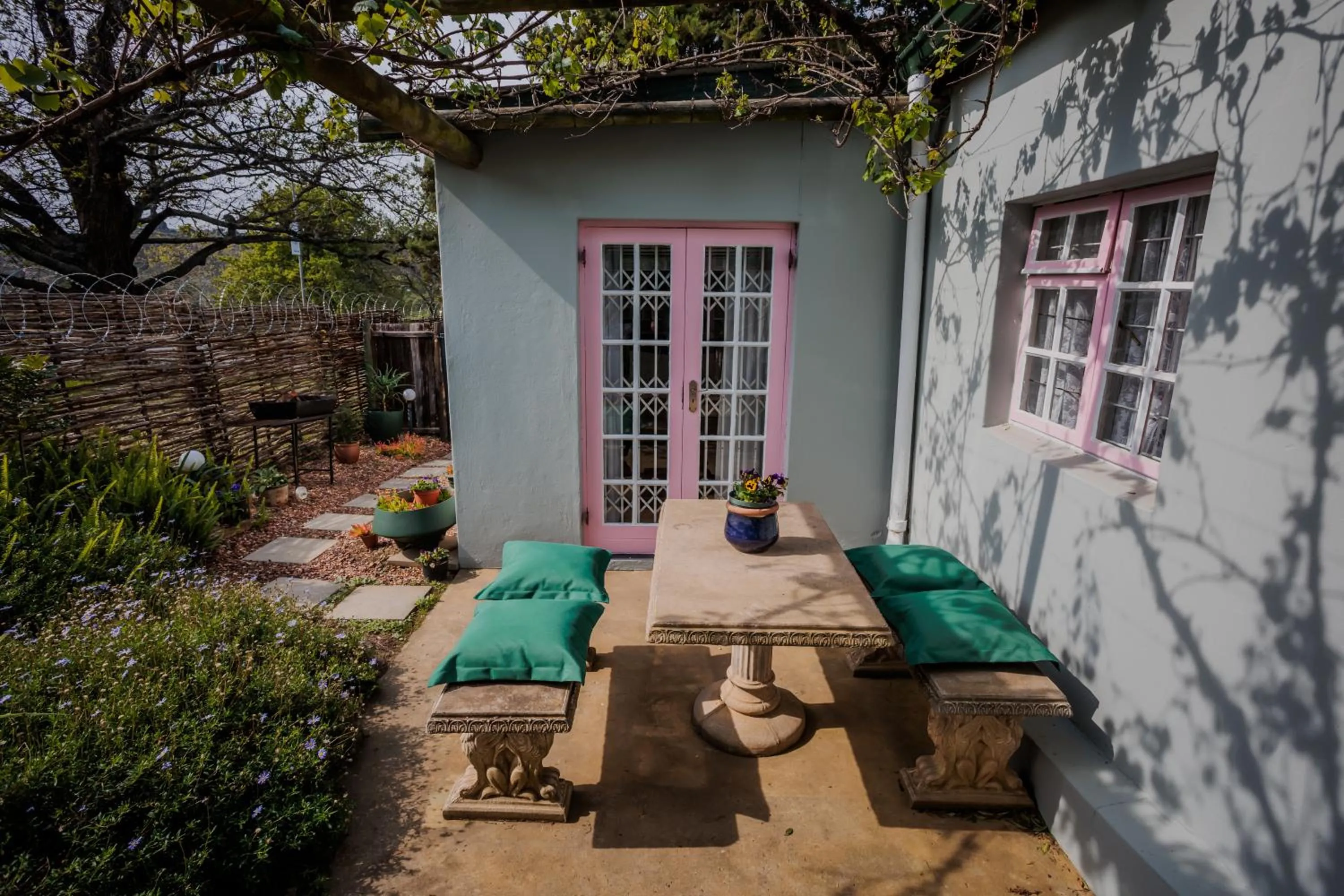 Patio in Moolmanshof 1798, Traditional Cape Dutch H-Shaped Farmhouse