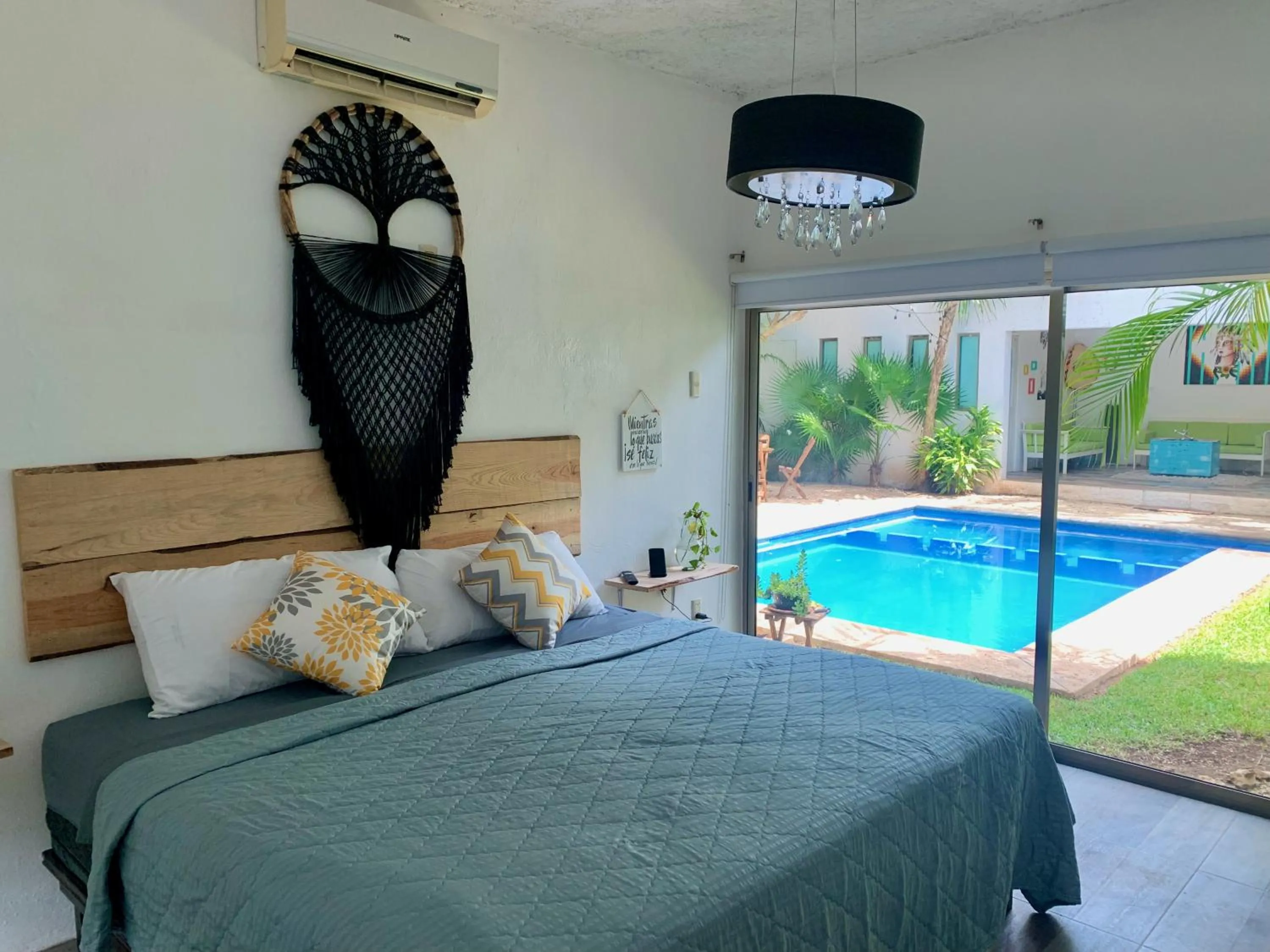 Pool view, Bed in Casa Borush by Ecoplaneta