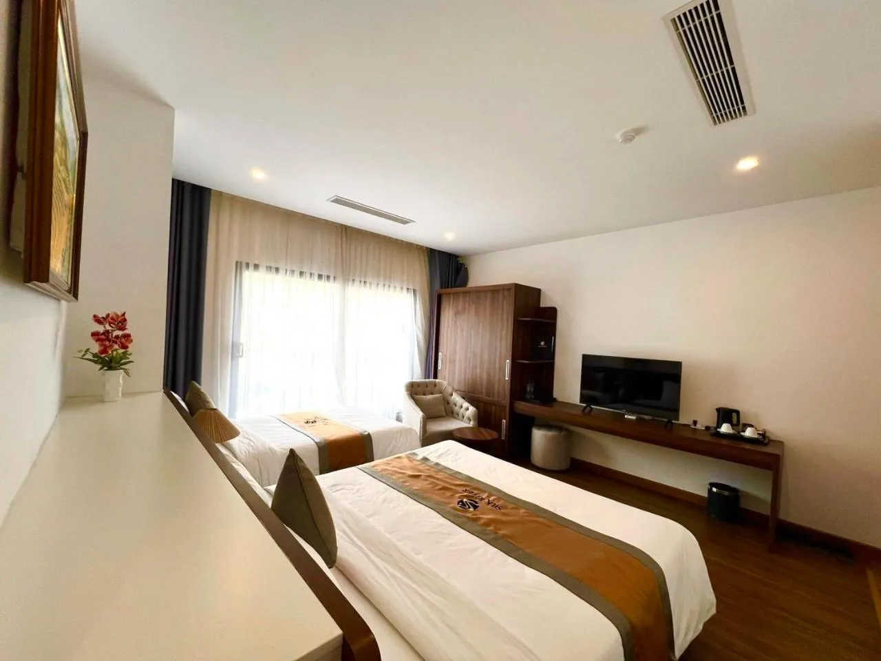 Bed in Silk River Hotel Ha Giang