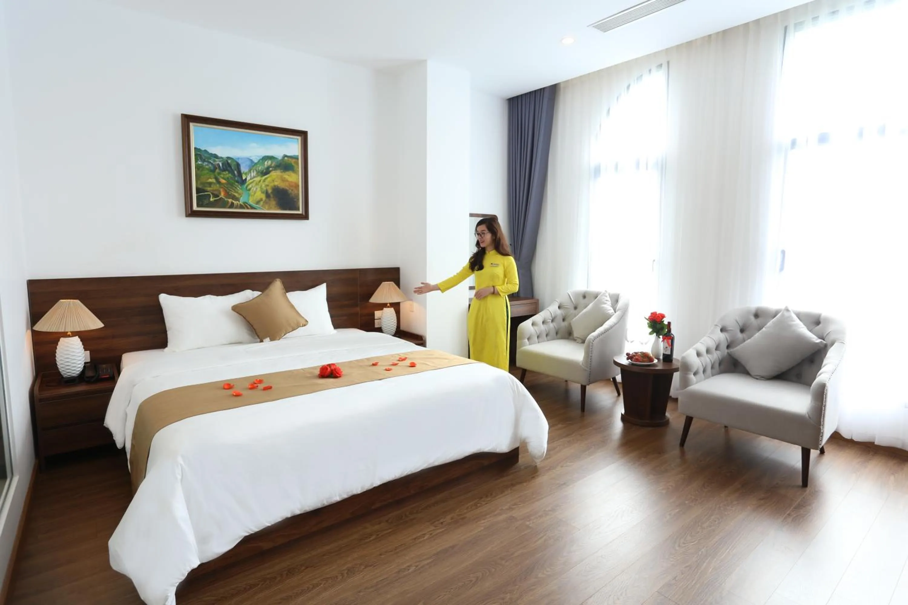 Photo of the whole room, Bed in Silk River Hotel Ha Giang