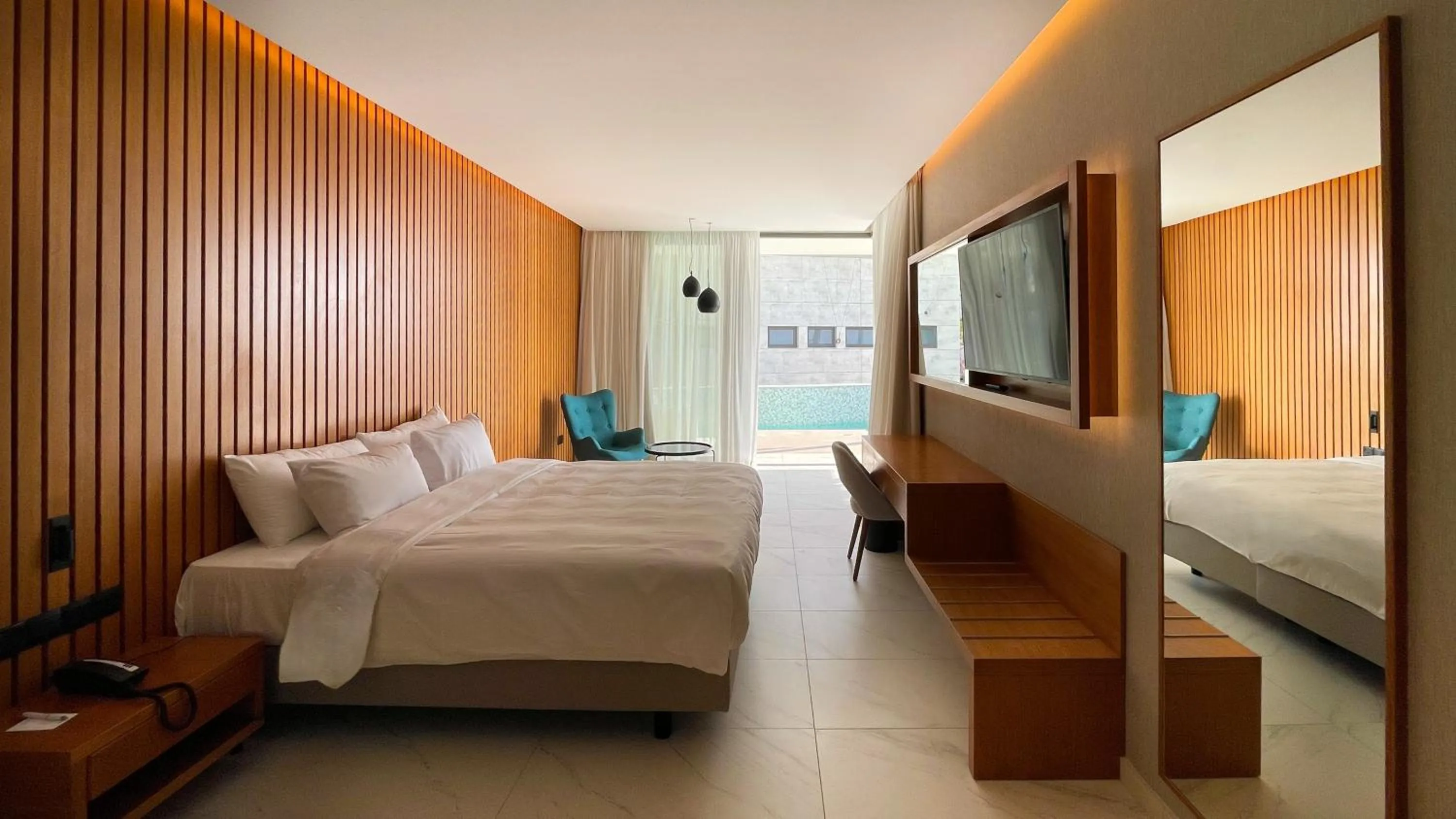 View (from property/room), Bed in Radisson Beach Resort Larnaca