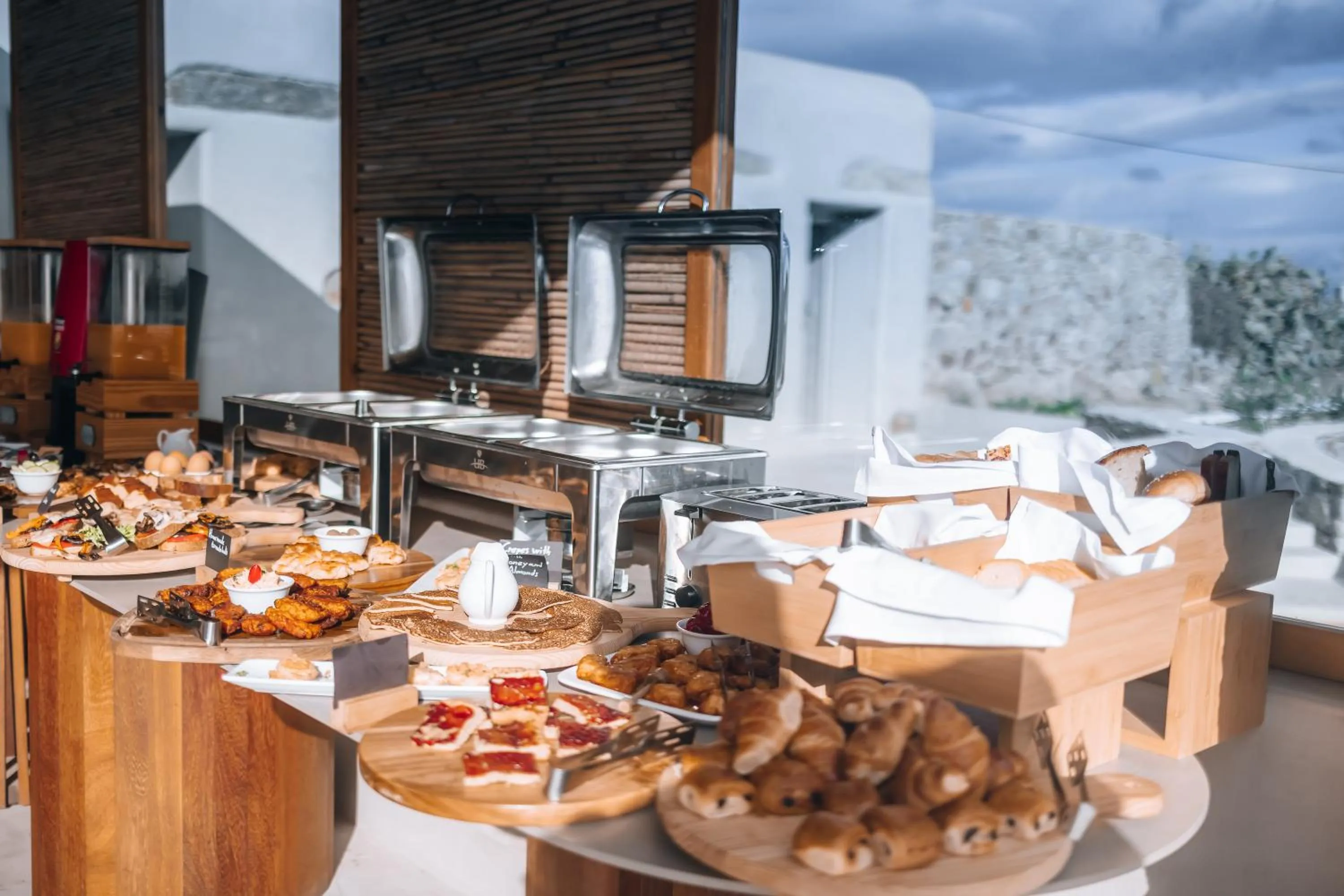 Buffet breakfast in Adama Mykonos Boutique Hotel