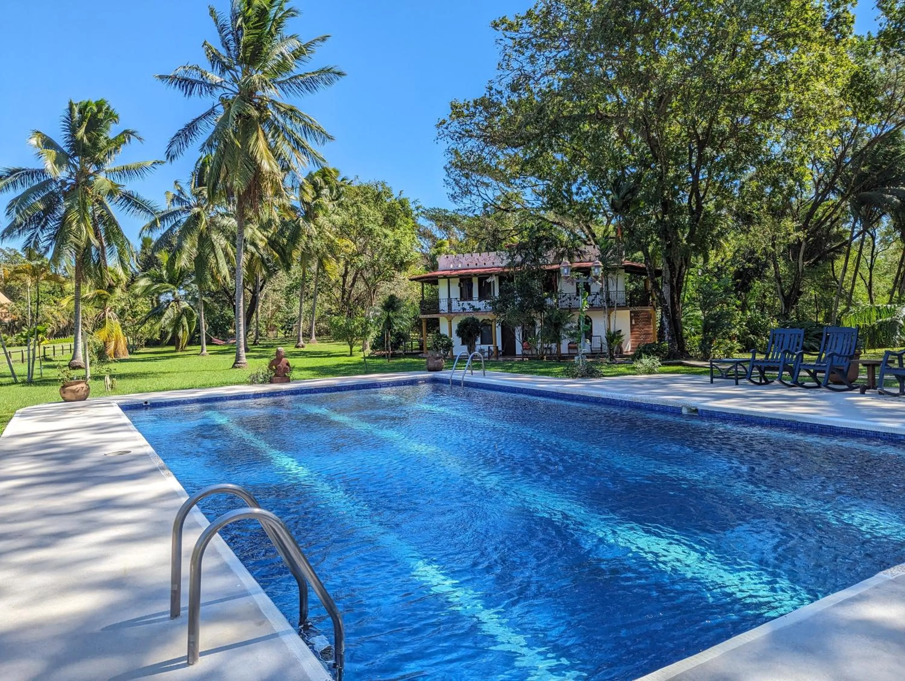 Swimming pool in spirit of jungle lodge
