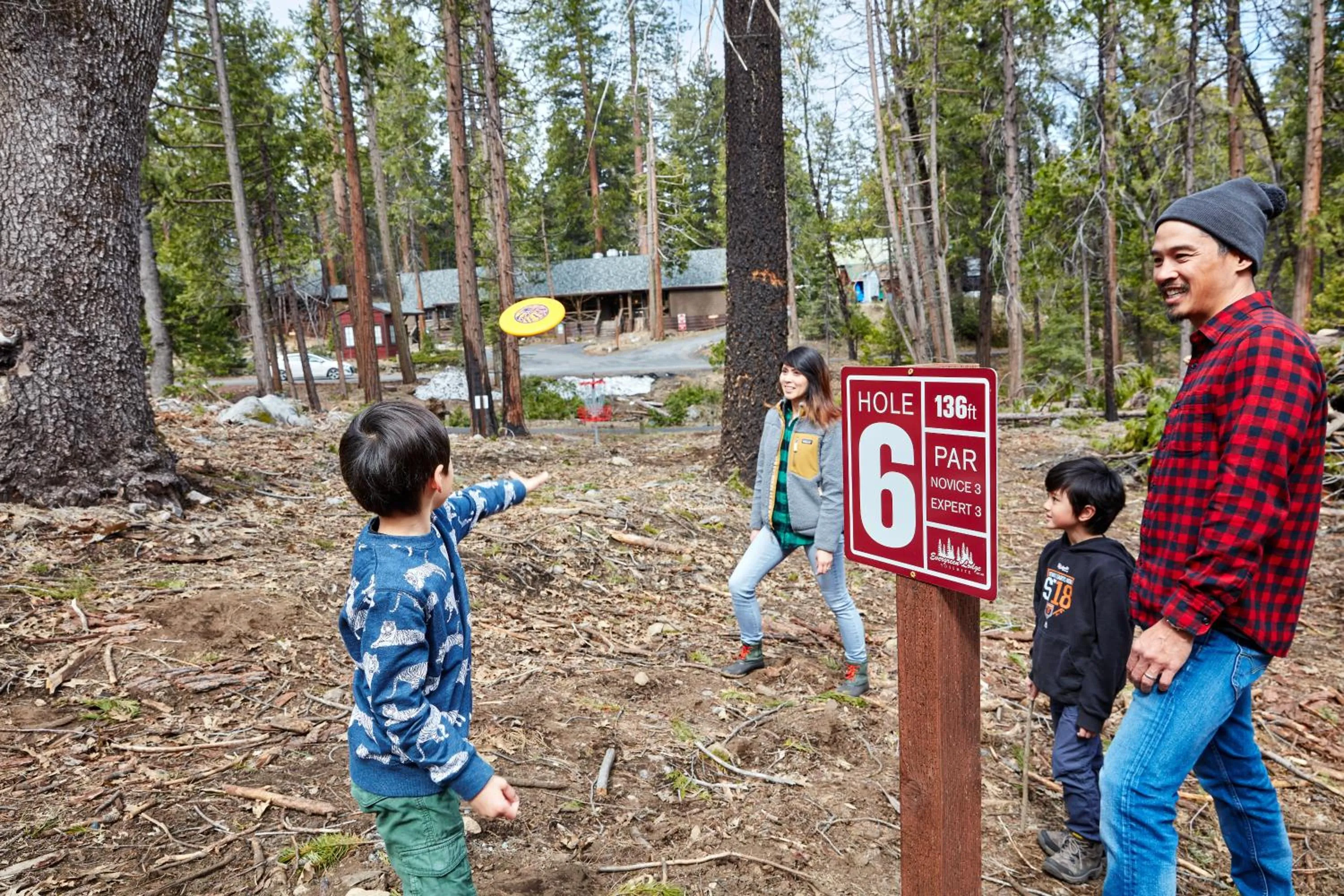 children in Evergreen Lodge at Yosemite