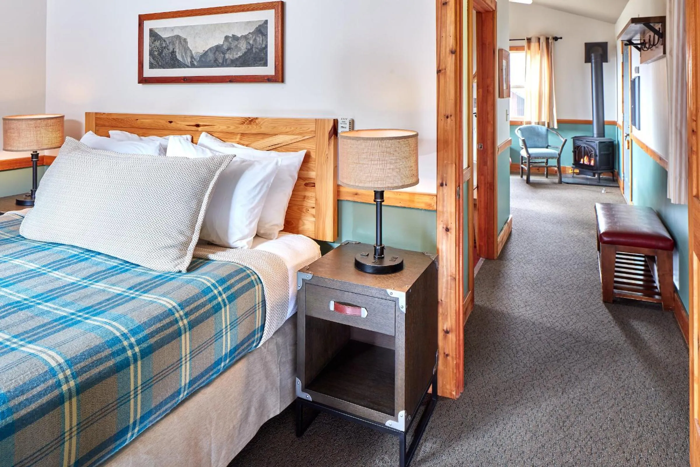 Bed in Evergreen Lodge at Yosemite