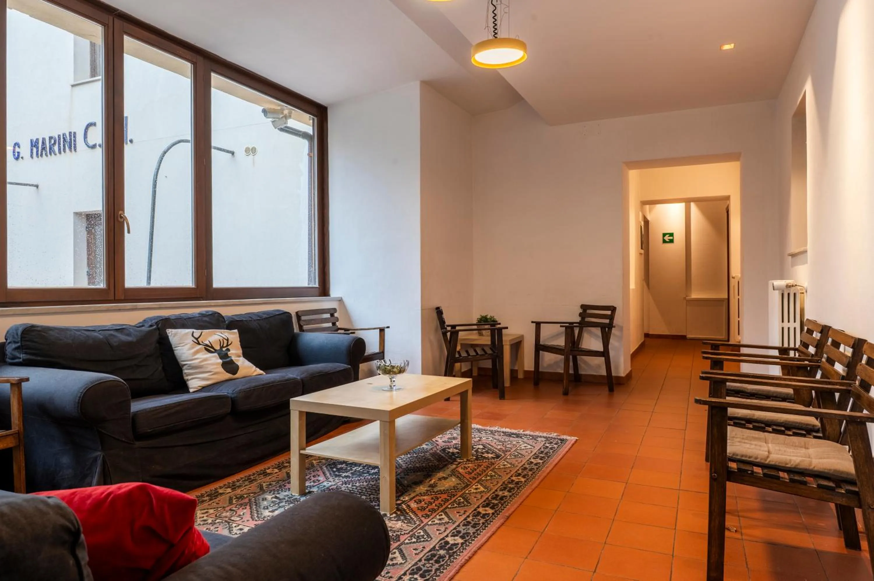 Seating area in Rifugio Giuliano Marini