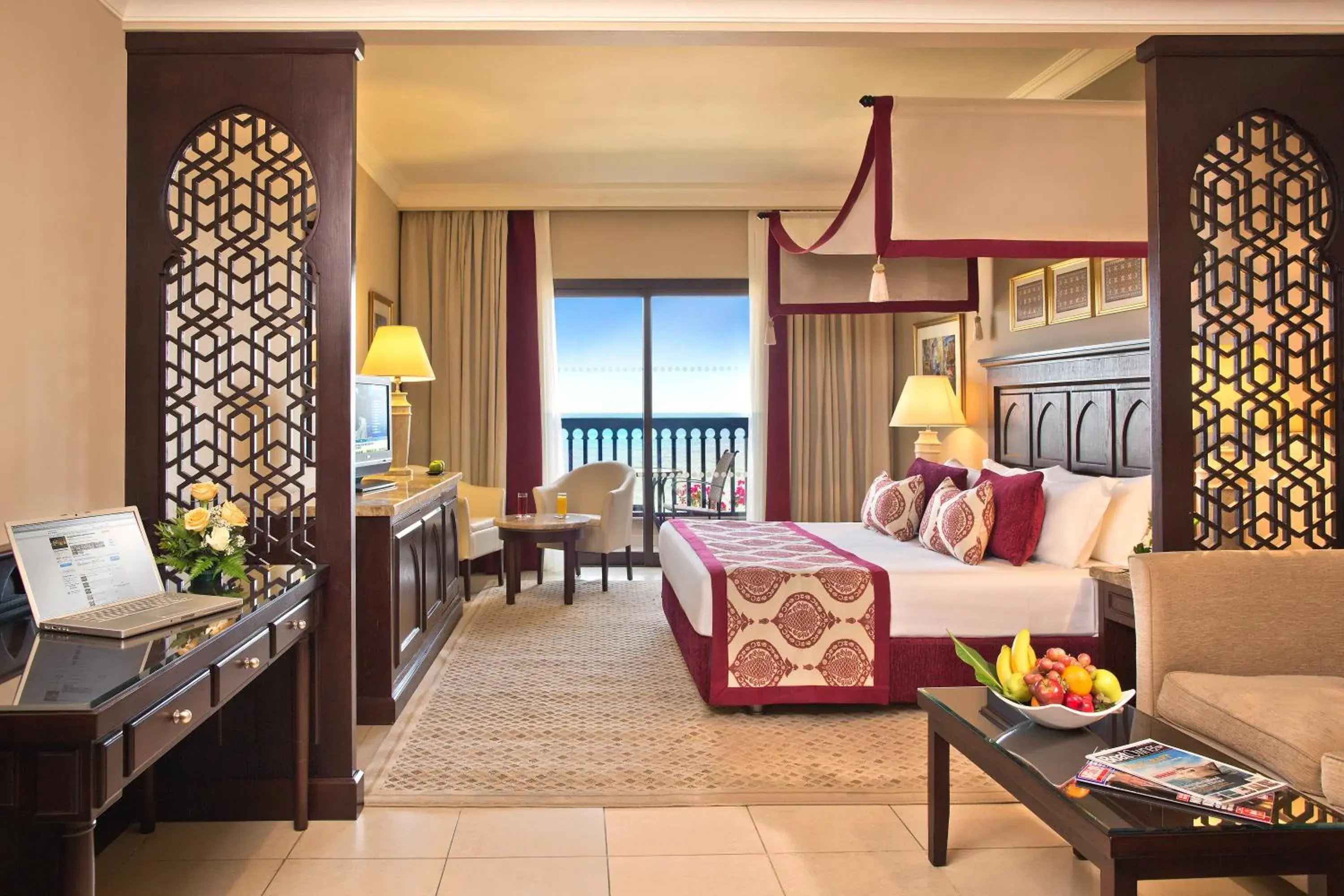 Al Dana Junior Suite Queen Bed Pool View in Miramar Al Aqah Beach Resort Al Dana Junior Suite Queen Bed Pool View in Miramar Al Aqah Beach Resort