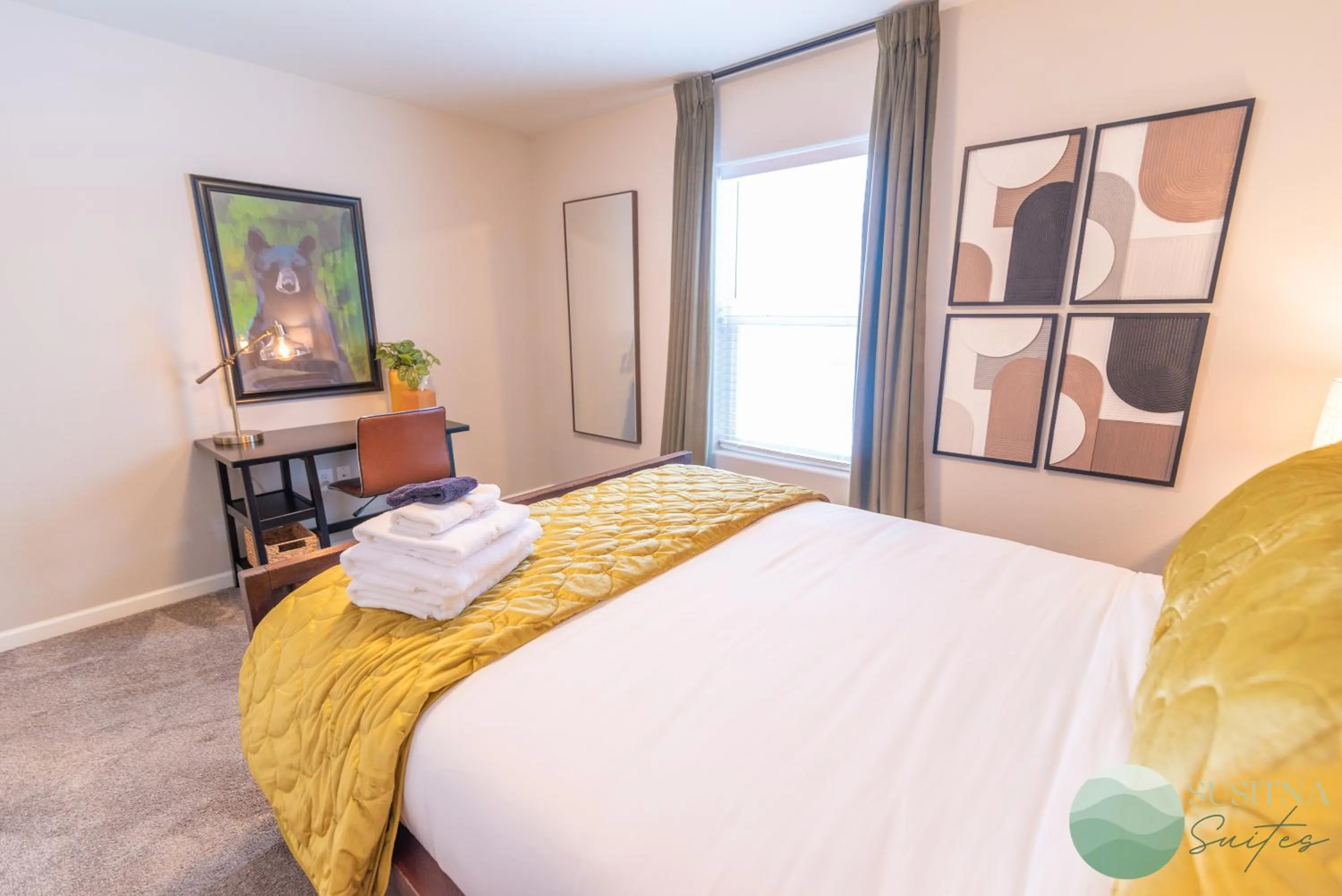 Bed in Susitna Suites