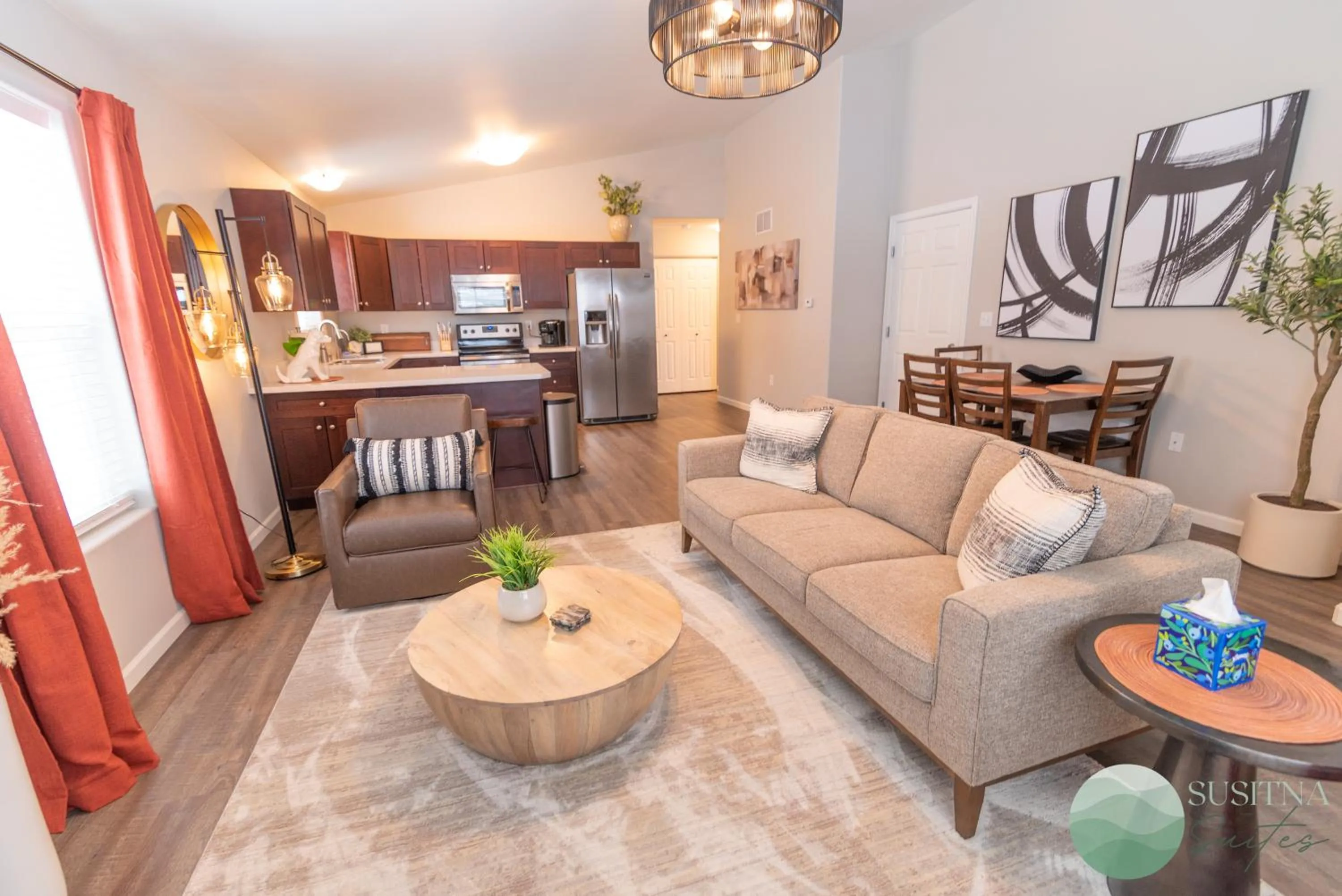 Kitchen or kitchenette in Susitna Suites