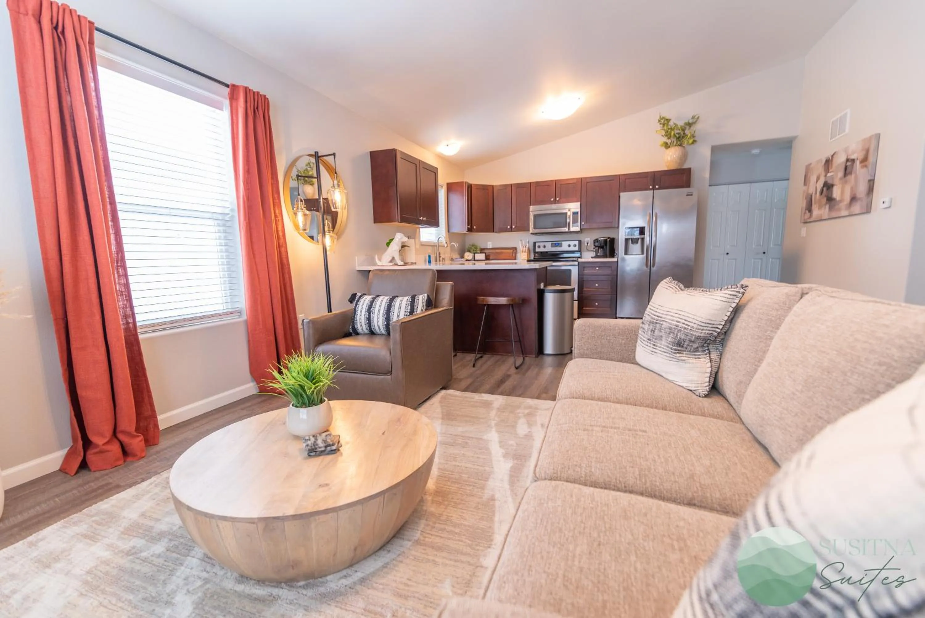 Living room in Susitna Suites