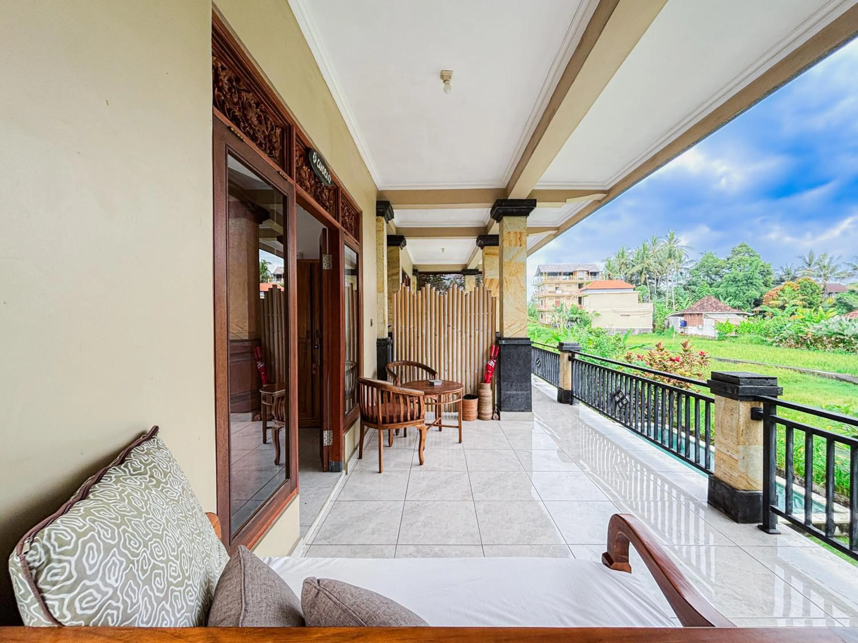 Balcony/Terrace in Ubud Shanti Rice Field House By Supala