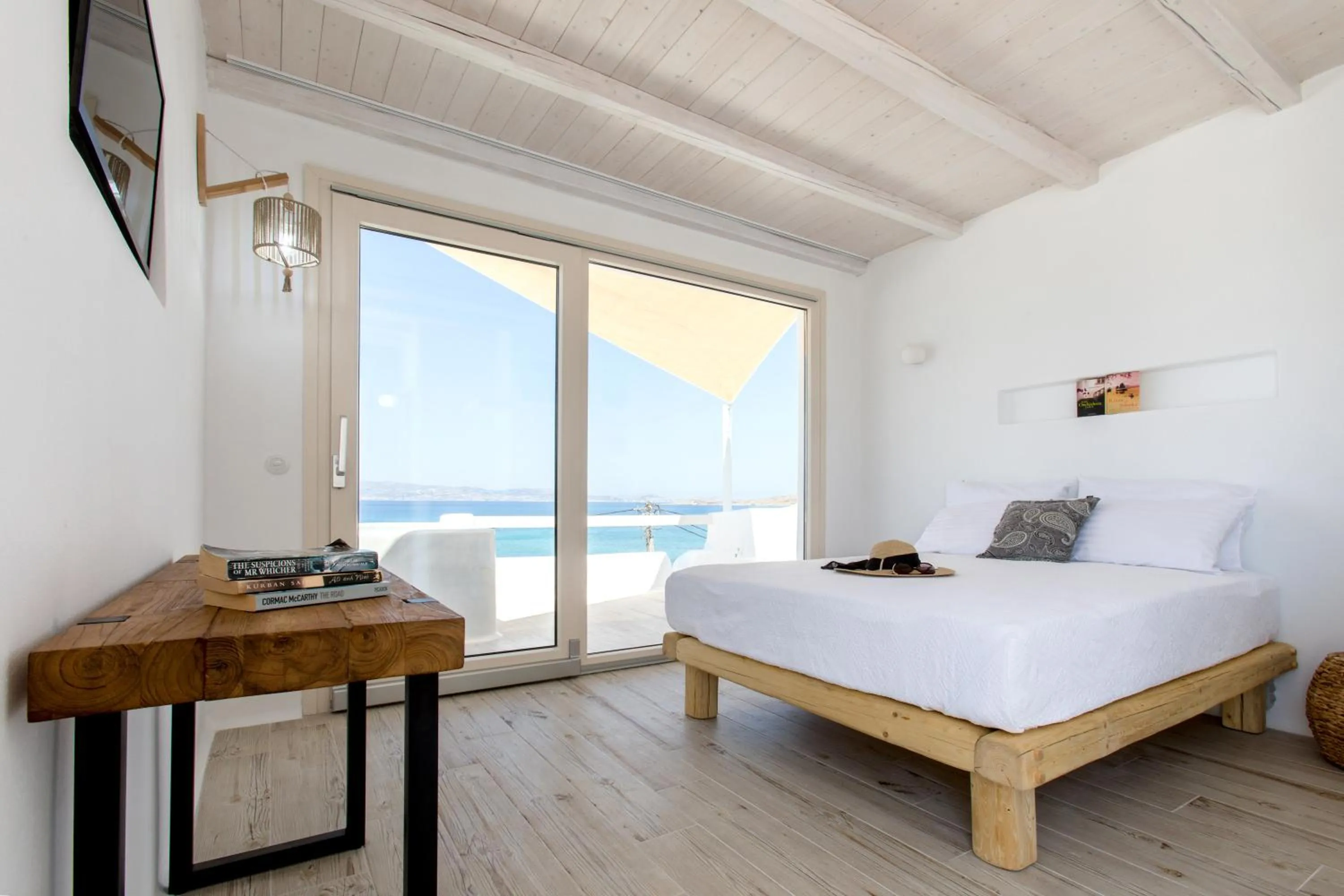 Bedroom, Bed in Enosis Apartments - Triton Panoramic Sea View