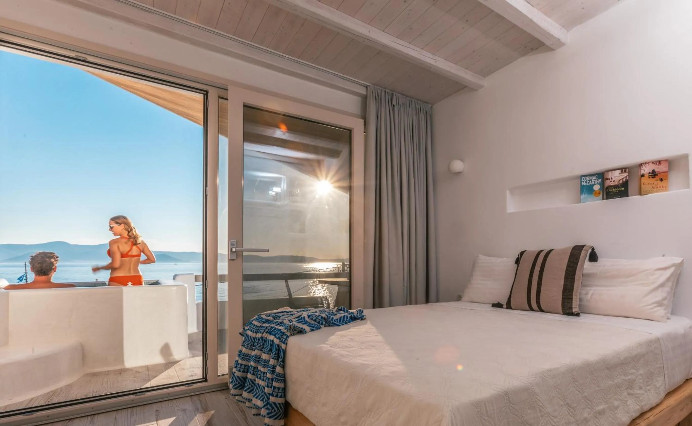 Bed in Enosis Apartments - Triton Panoramic Sea View
