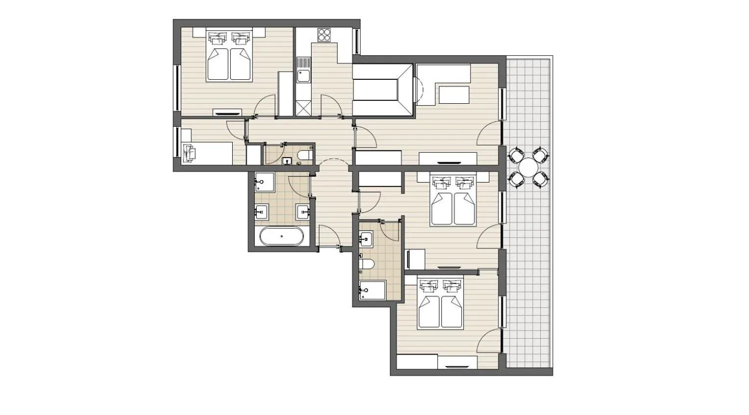 Floor plan in Apart Kofler's Panorama-Zillertal