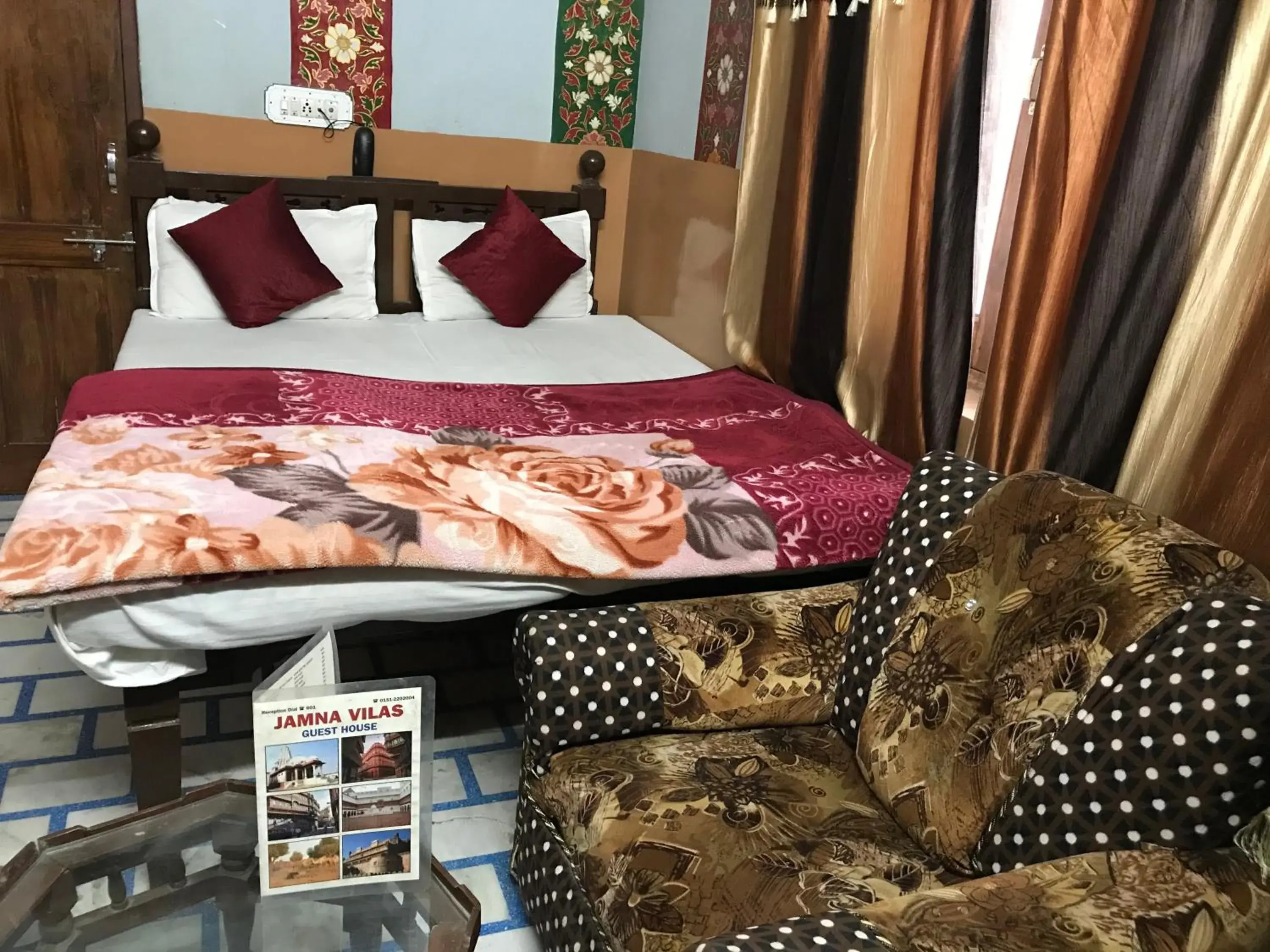 Bedroom, Bed in Jamna Vilas Guest House and Restaurant Bedroom, Bed in Jamna Vilas Guest House and Restaurant