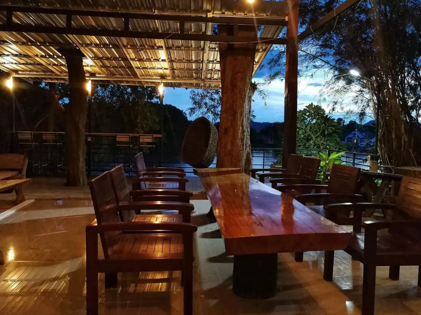 Patio in T & T Hostel Kanchanaburi