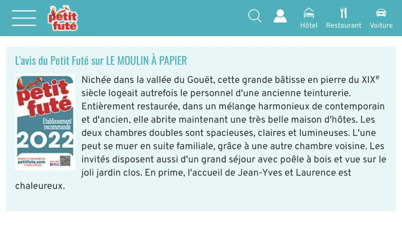 Chambres d hôtes du Moulin à papier