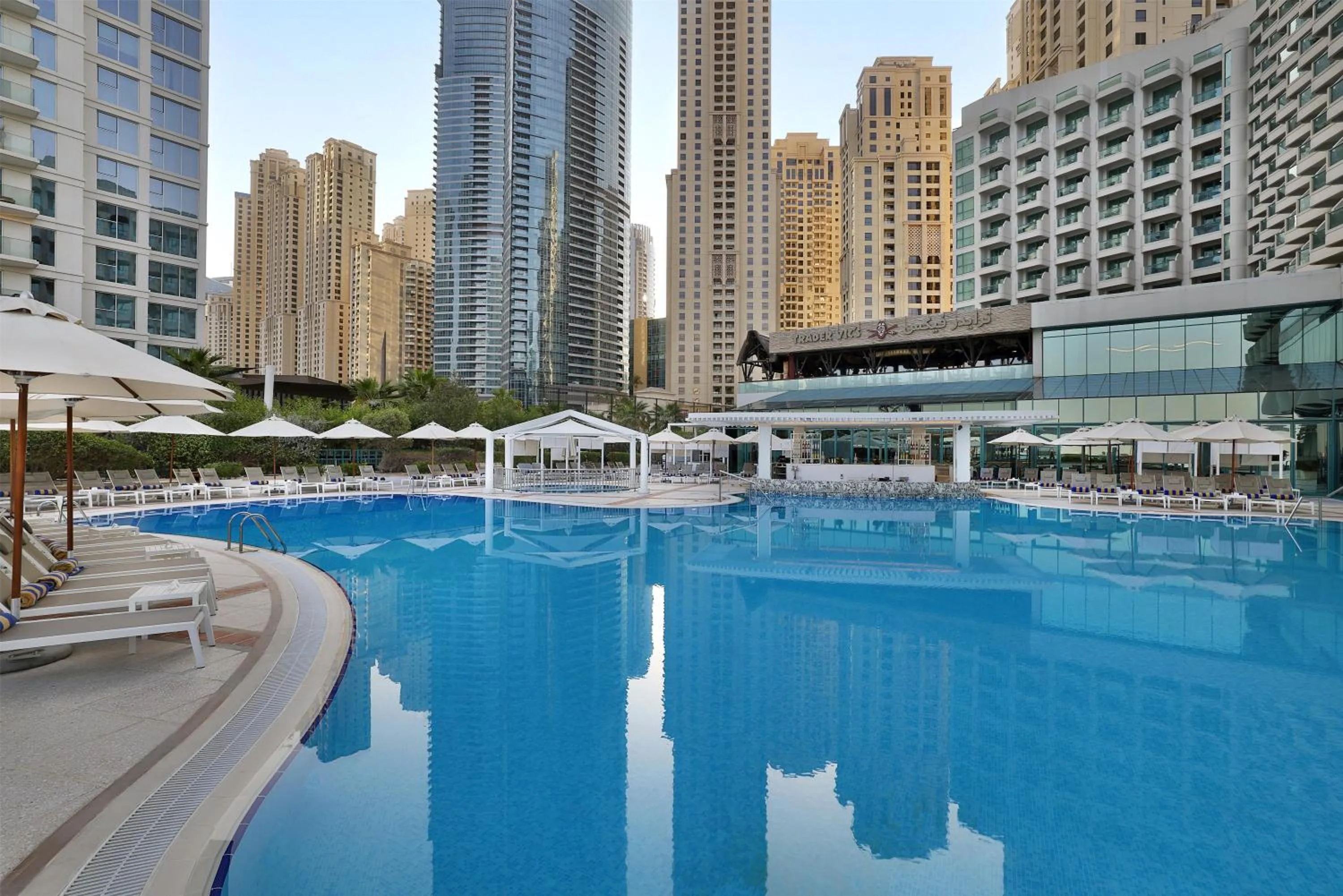 Pool view in Hilton Dubai Jumeirah