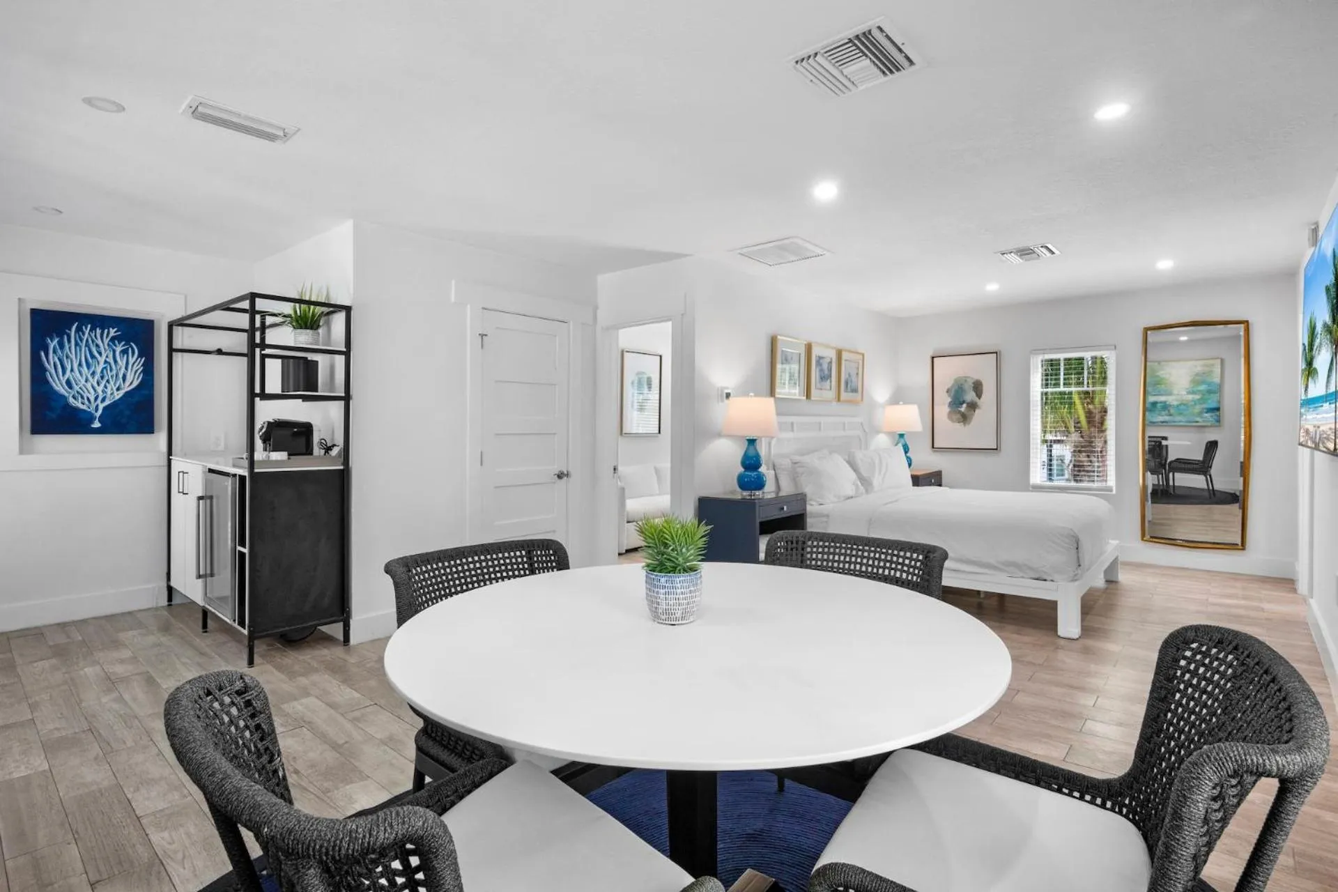 Bed in Pelican Post at Anna Maria Island Inn