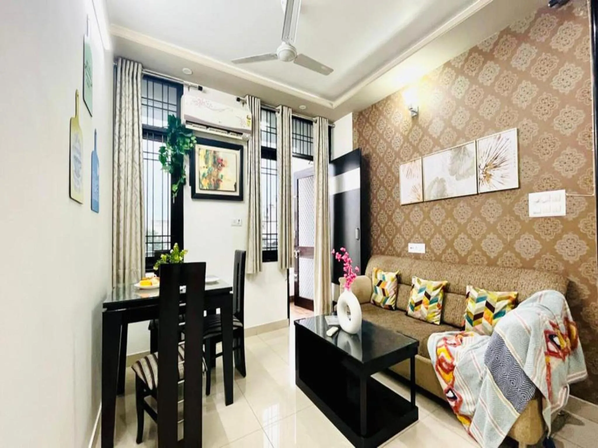 Living room in BluO 2BR Jaipur - Lift, Balcony, Parking, Terrace