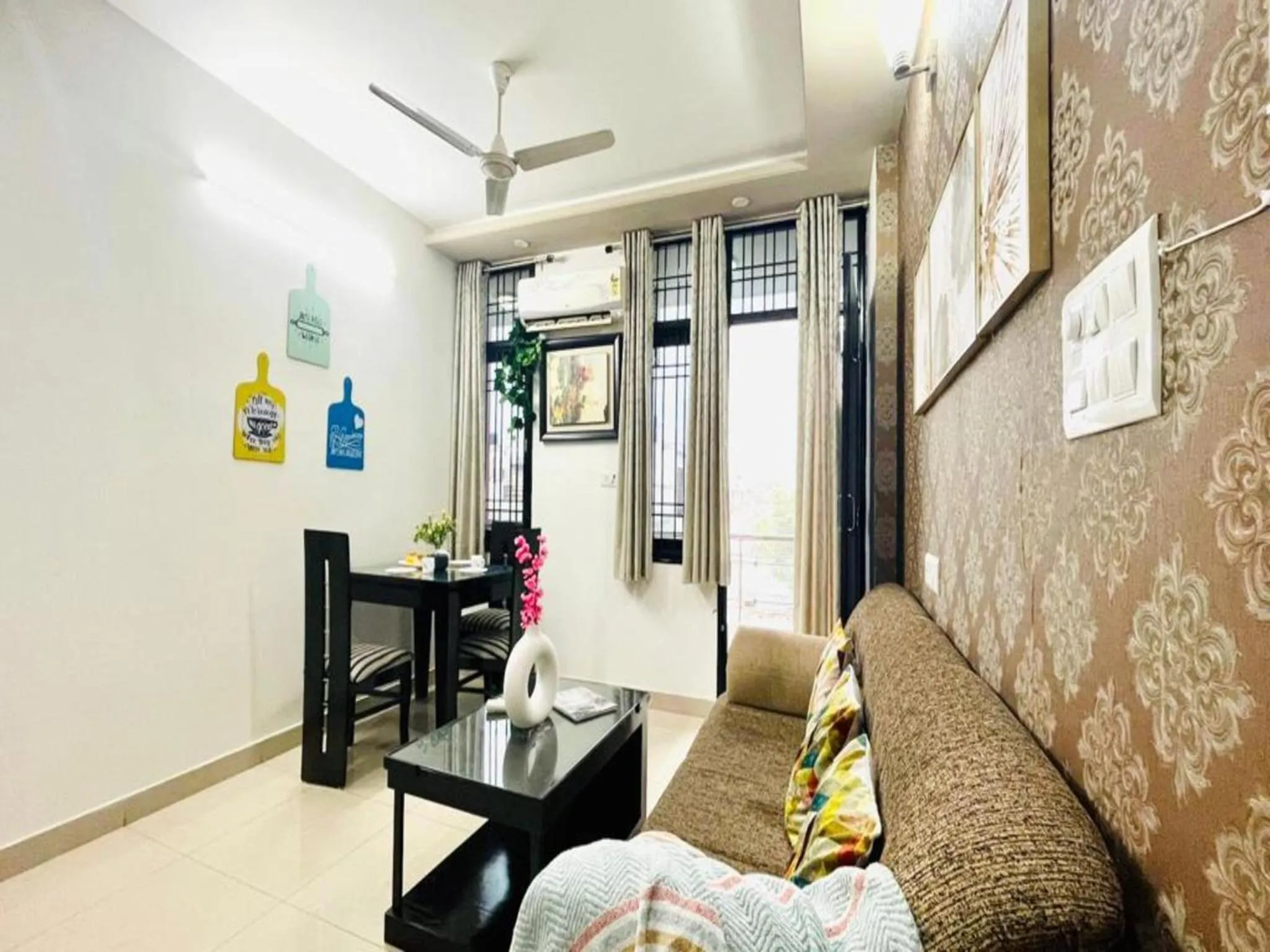 Living room in BluO 2BR Jaipur - Lift, Balcony, Parking, Terrace