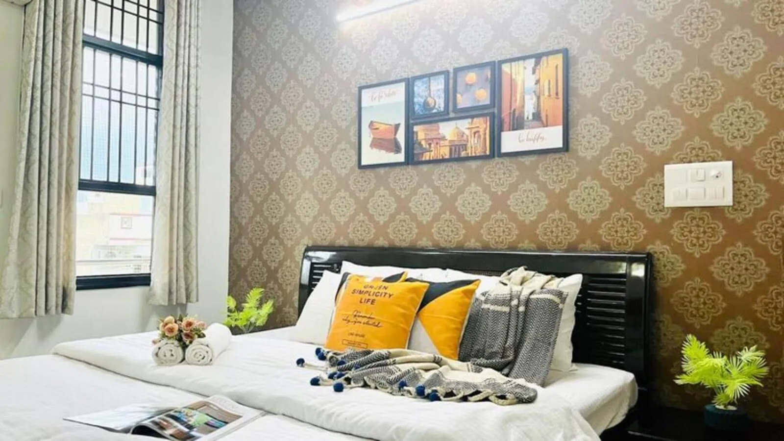Bedroom, Bed in BluO 2BR Jaipur - Lift, Balcony, Parking, Terrace