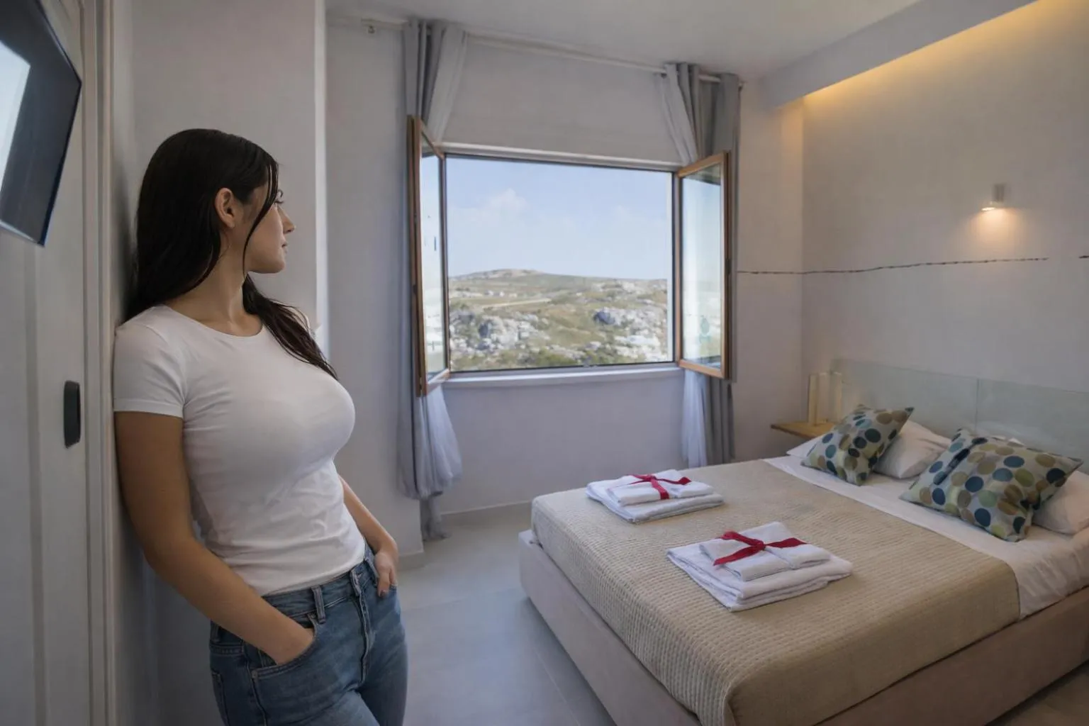 Photo of the whole room, Bed in Graffiti