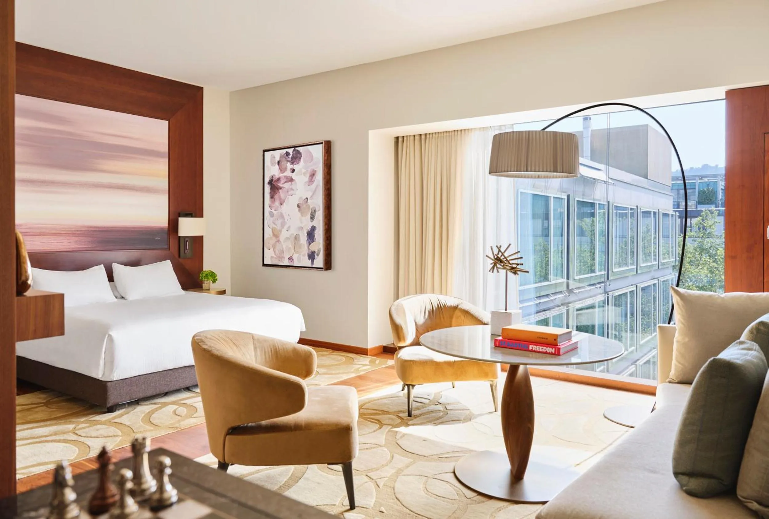 Seating area, Bed in Park Hyatt Zurich – City Center Luxury