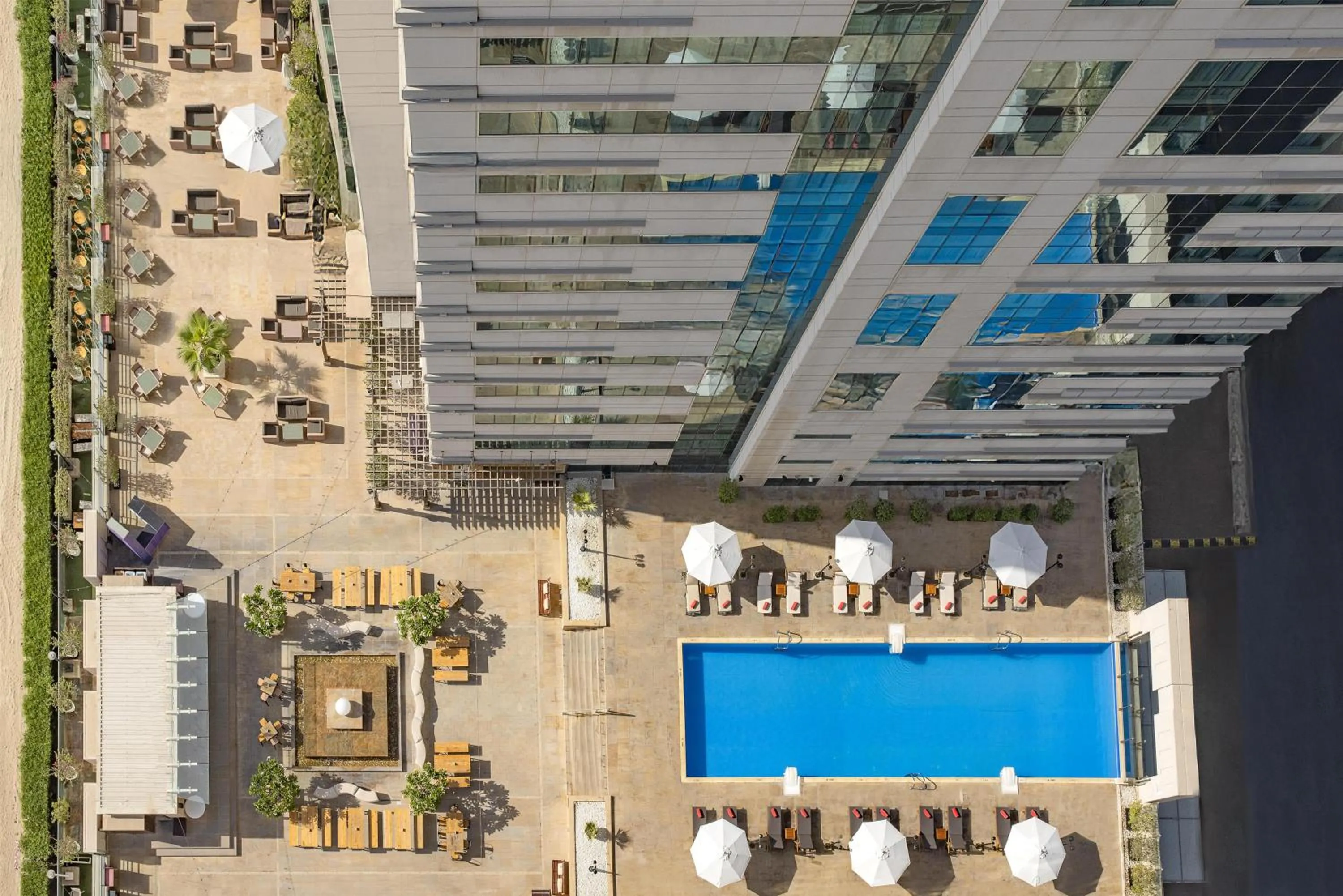 Pool view in Radisson Blu Hotel, Dubai Barsha Heights