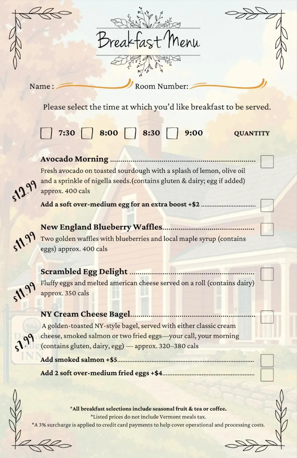 Breakfast in Deerfield Valley Inn - Mt Snow