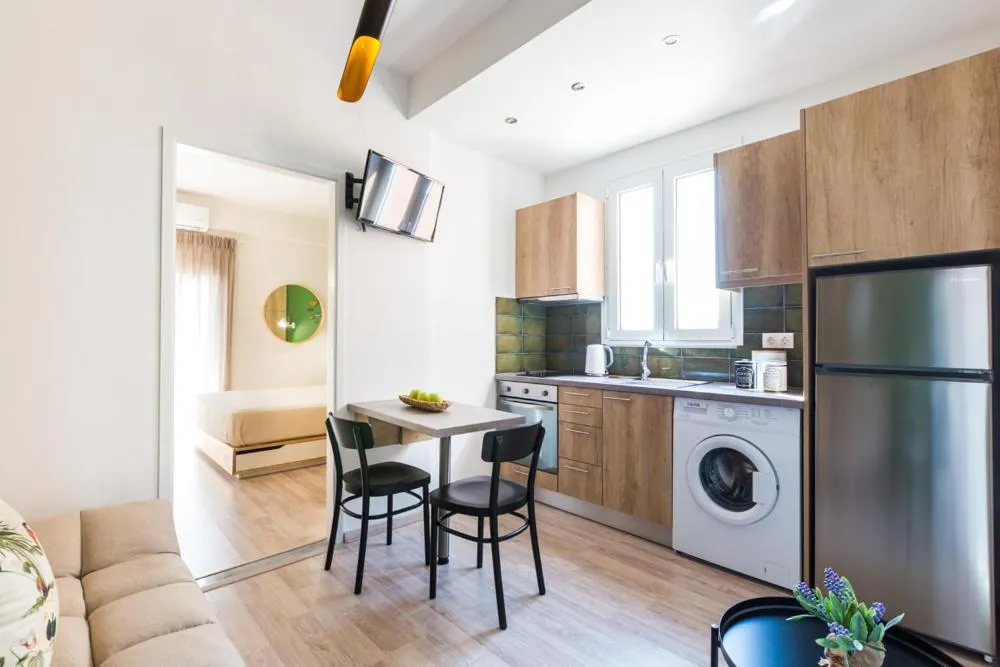 Kitchen or kitchenette in Anemi Green Cozy apartment, beach views and comfort!
